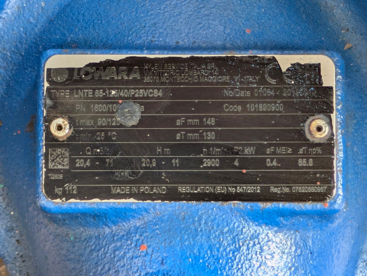Lowara LNTE 65-125/40/P25VCS4 Circulator Pump 101890900 DN65 4kW #4806