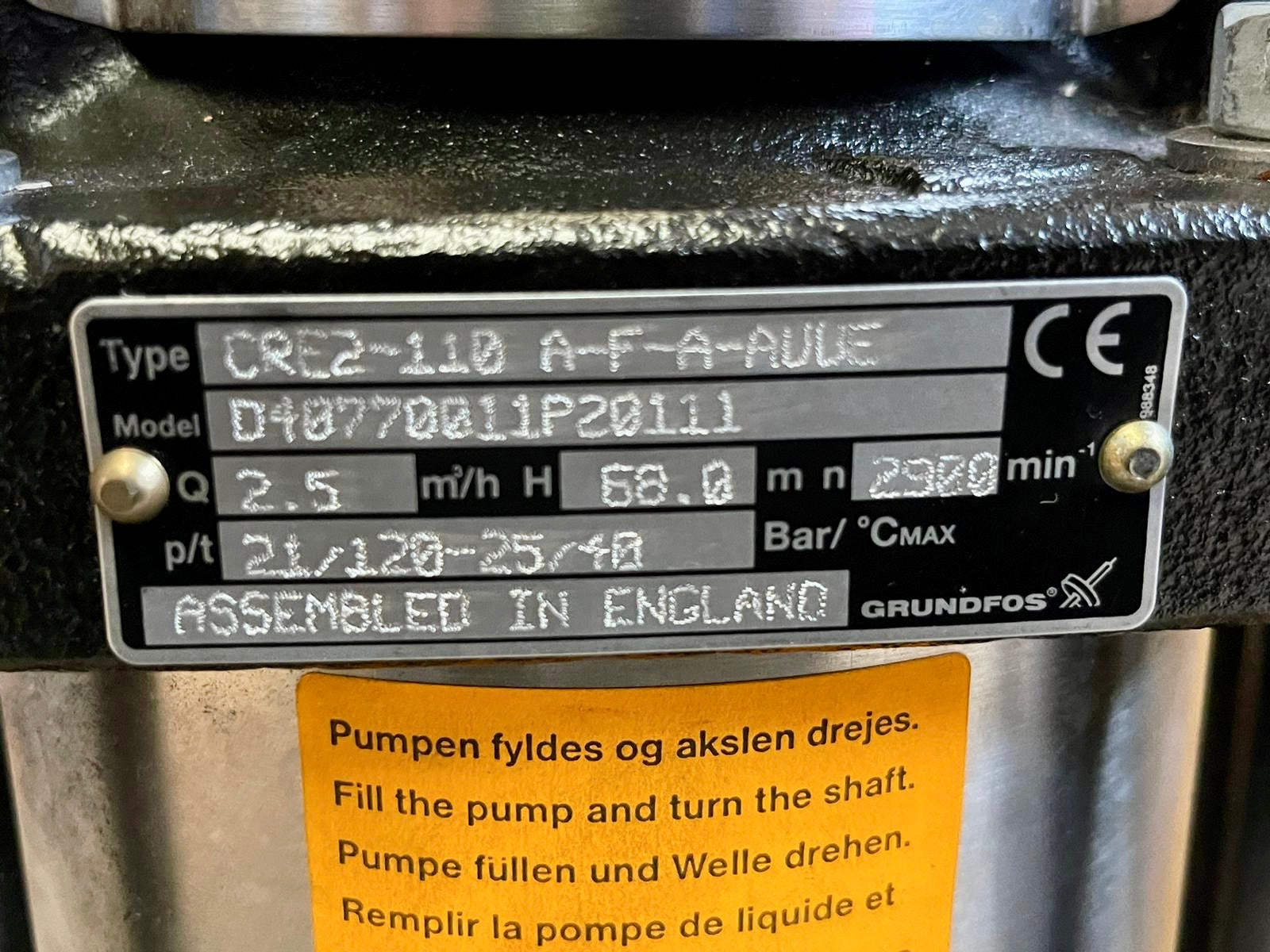 Grundfos CRE 2-110 A-F-A-AUUE Vertical Multistage Pump 230v 40770011 #4918