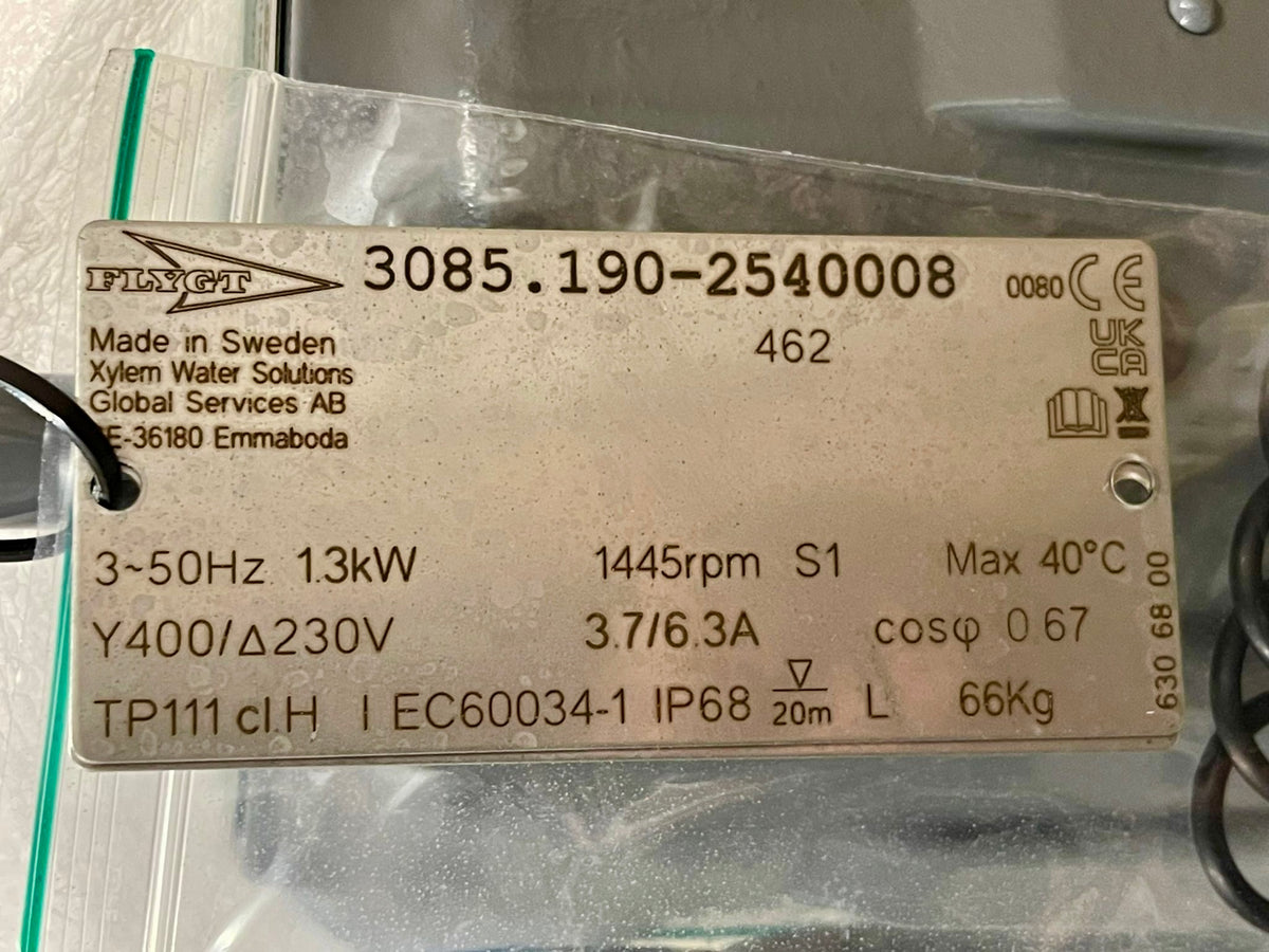 Flygt NS 3085.190 462 MT 1.3kw 400v submersible waste water pump #4794