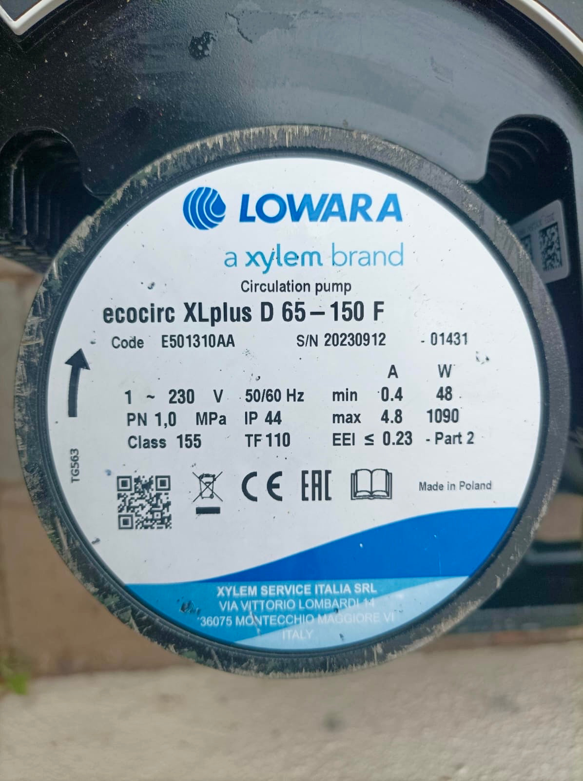 Lowara Ecocirc XLplus D 65-150 F Circulator Pump 240v E501310AA USED #4197