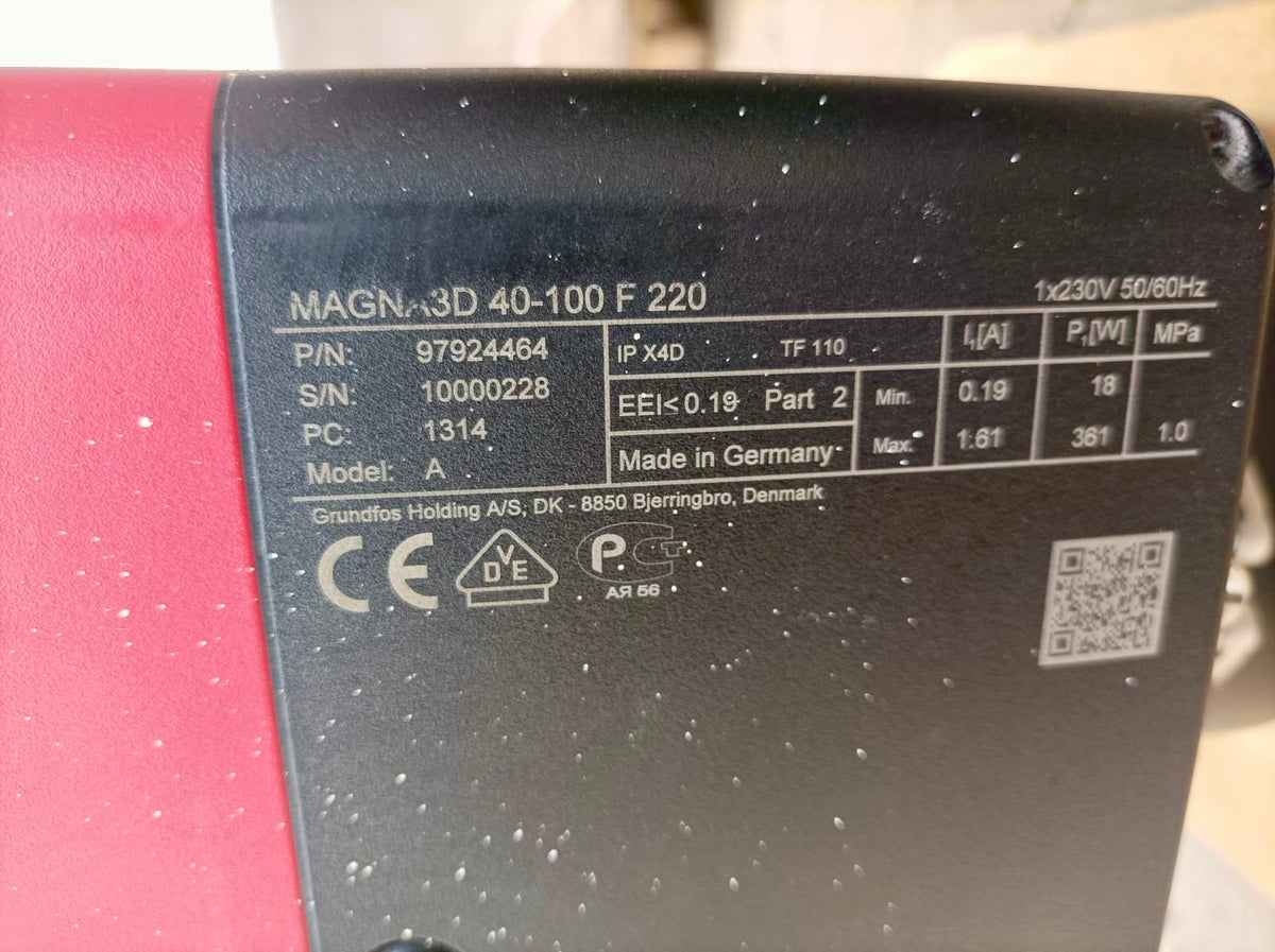Grundfos Magna3 D 40-100F 1PH Flanged Pump Heating Circulator 240v 97924464 Model A #4233 USED