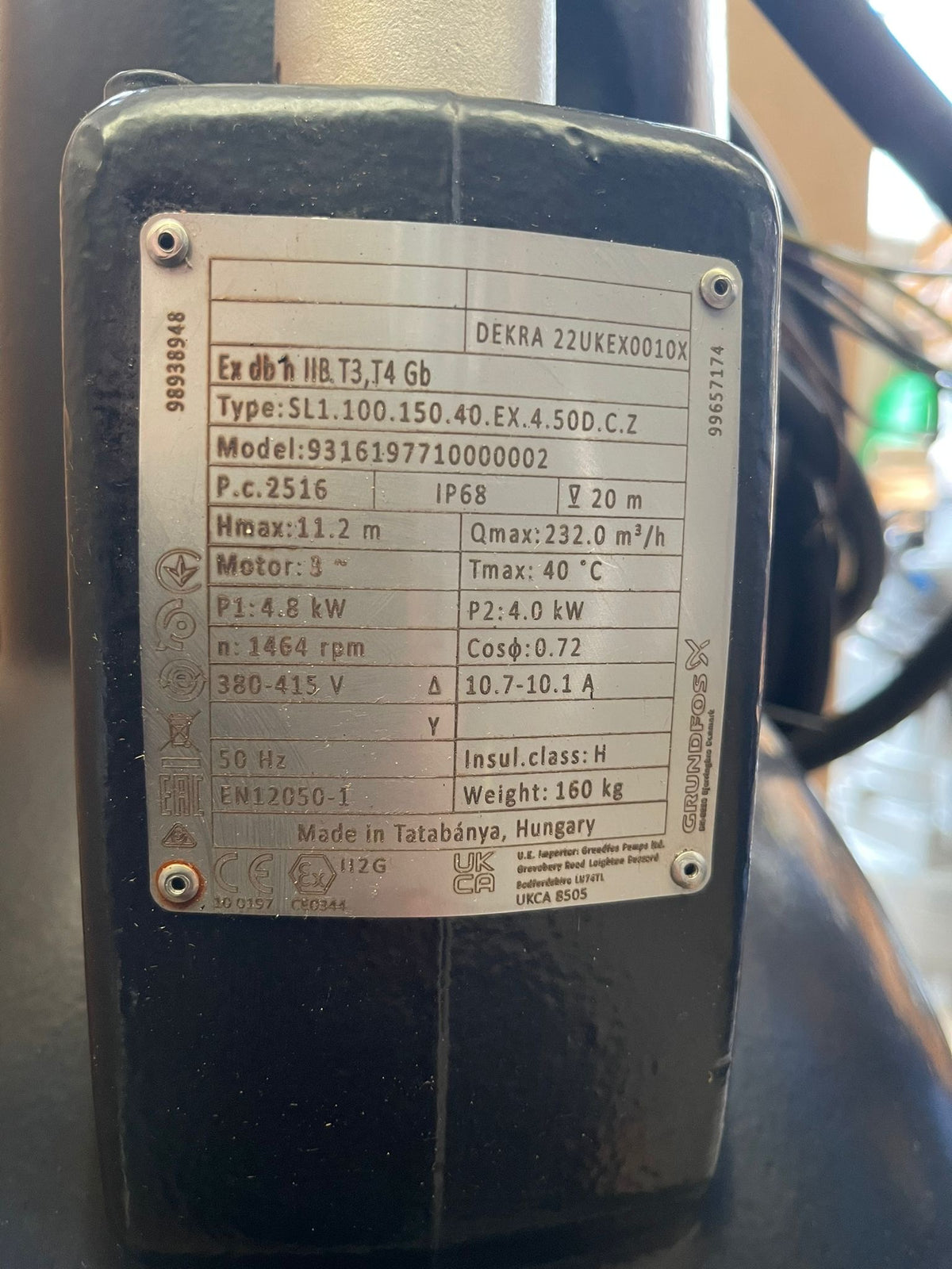 Grundfos SL1.100.150.40.EX.4.50D.C.Z 93161977 4kW 415v Submersible Waste Pump Dn150 #4849