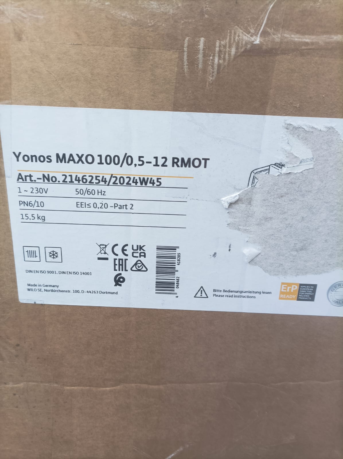 Wilo Circulating Pump - Yonos MAXO-D 100/0,5-12 RMOT Replacement Head 2146254 230v #4484