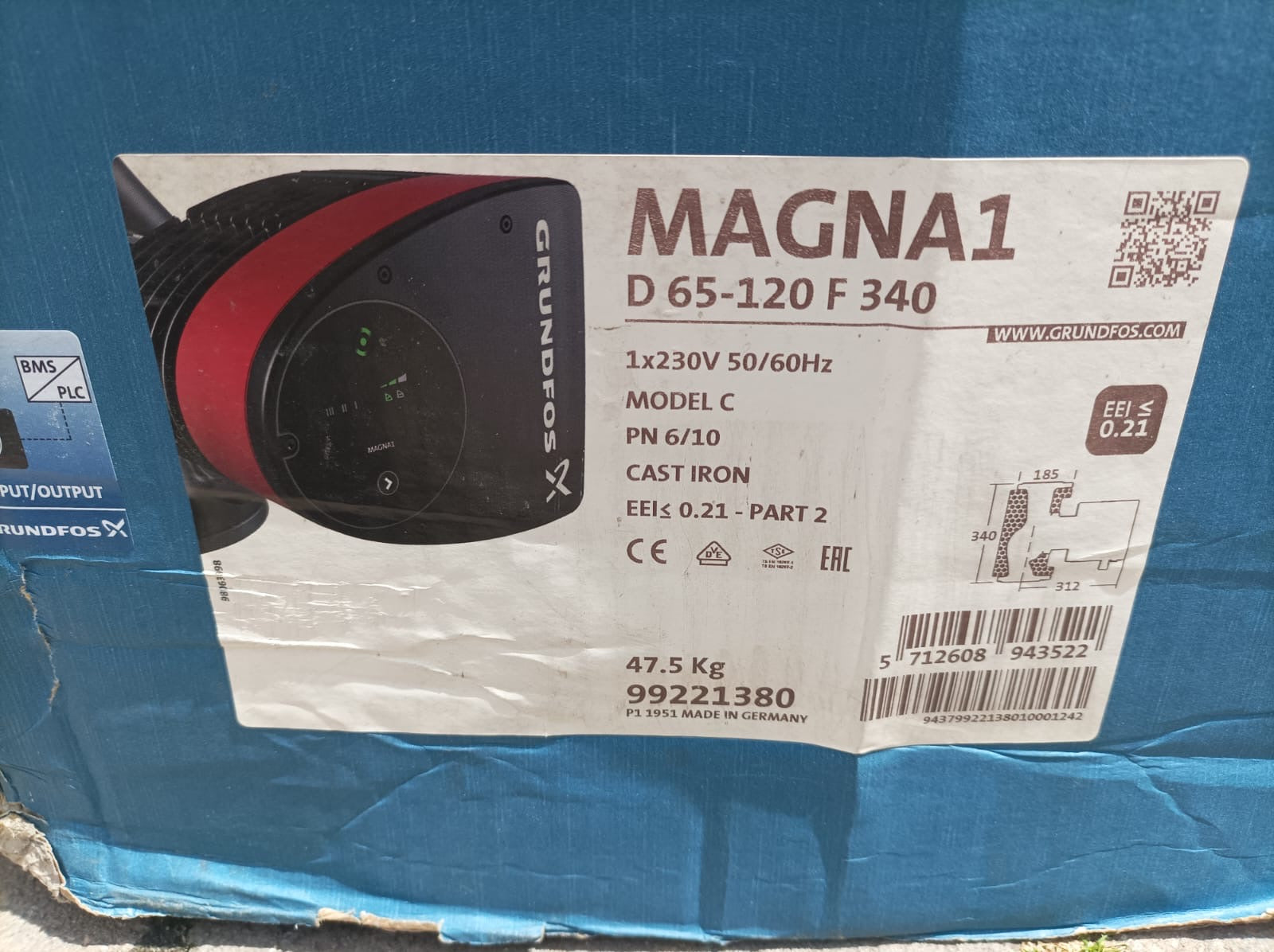 Grundfos Magna1D 65-120F 340 Flanged Pump Heating Circulator 240v 99221380 #4183