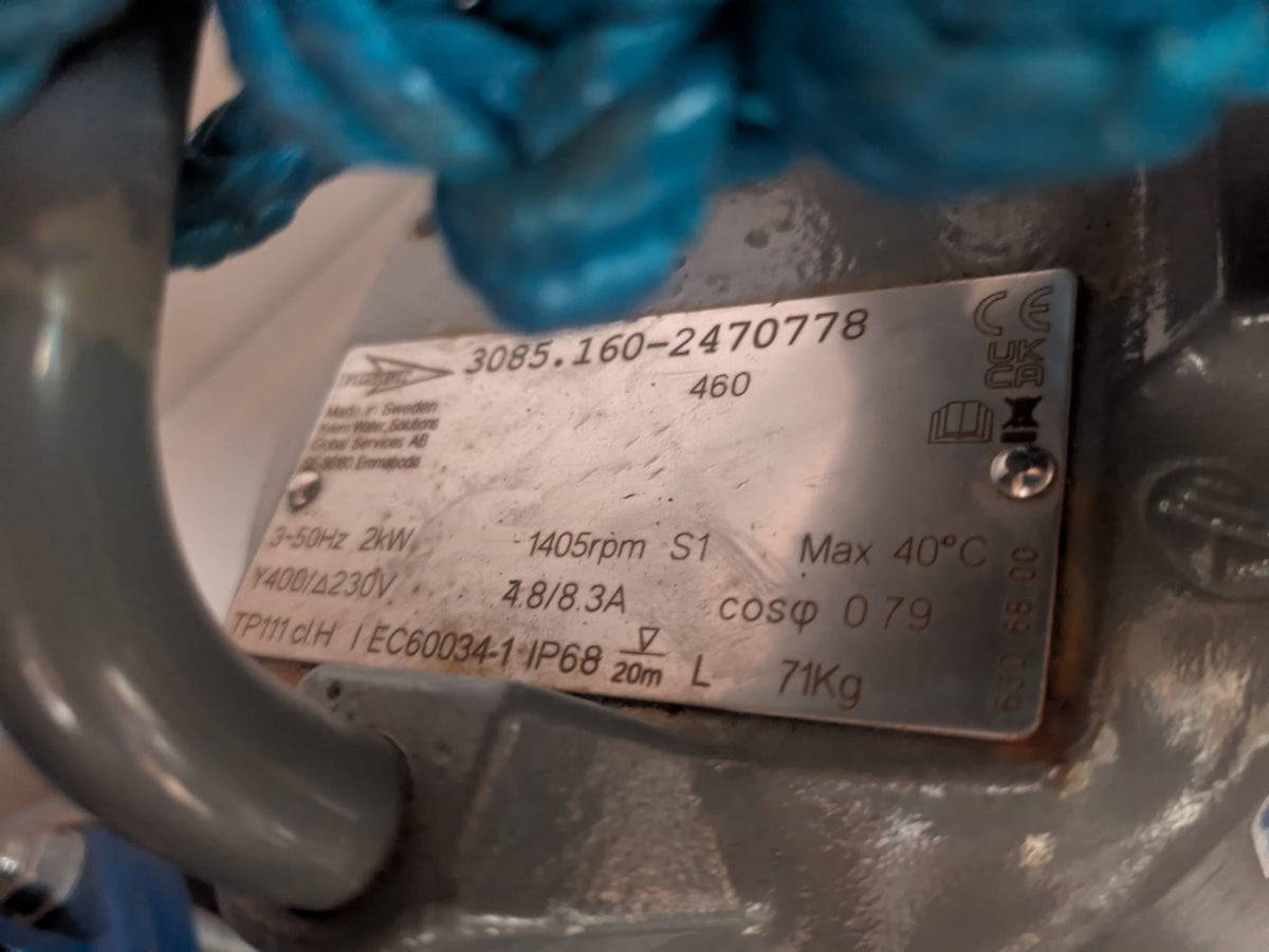 Flygt NS 3085.160 MT 460 2kw 415v Submersible Waste Pump #4514