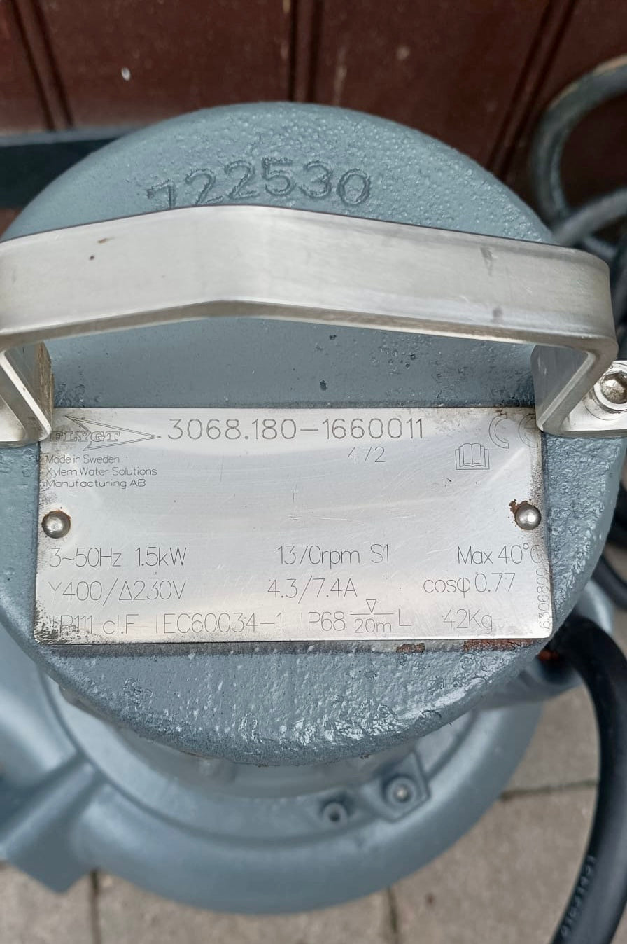 Flygt DS 3068.180 MT 472 1.5KW 3PH Submersible Vortex Pump DN80 #3483