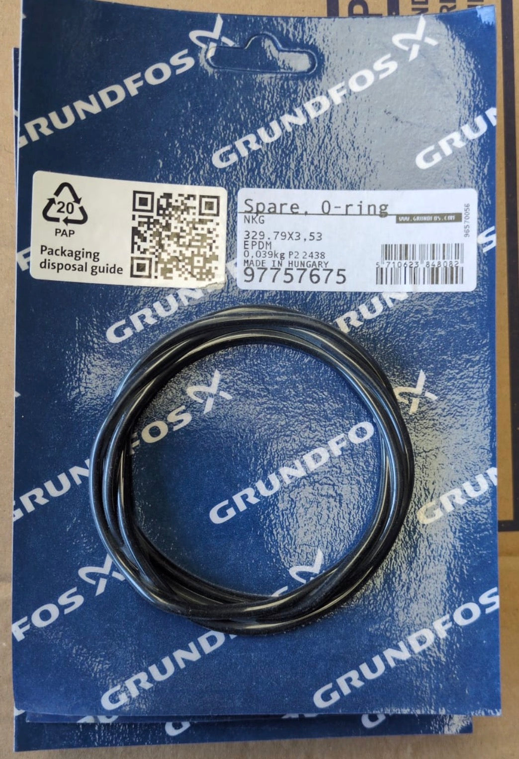 Grundfos NB NK TP TPD EPDM Pump Casing O-Ring 329.79 × 3.53mm 97757675 #5058