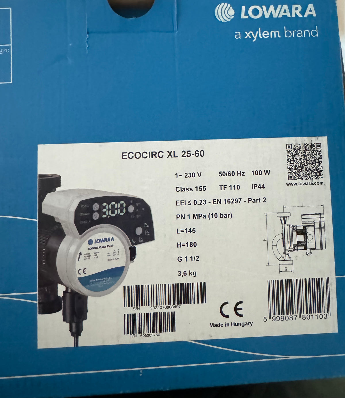 Lowara Ecocirc XLplus 25-60 240v Circulator Pump 180 605009150 #4542