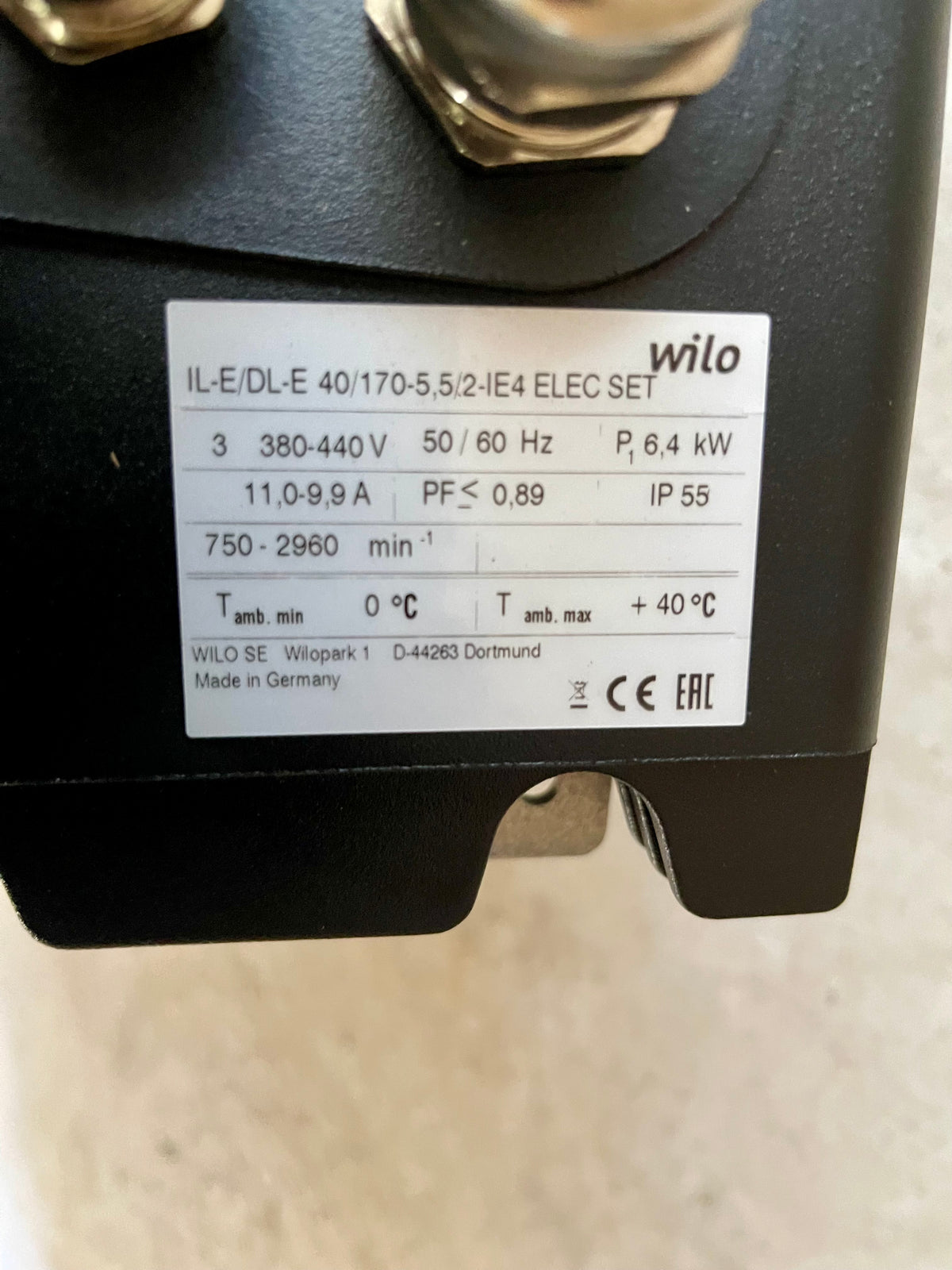 Wilo IL-E/DL-E 40/170-5,5/2 IE4 ELEC SET Inverter Pump Controller 415v 5.5kw 2178974 #4686