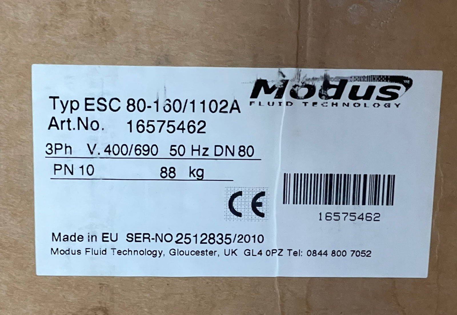 Modus ESC 80-160/1102A End Suction Circulator Pump 16575462 DN80 11kW #4697