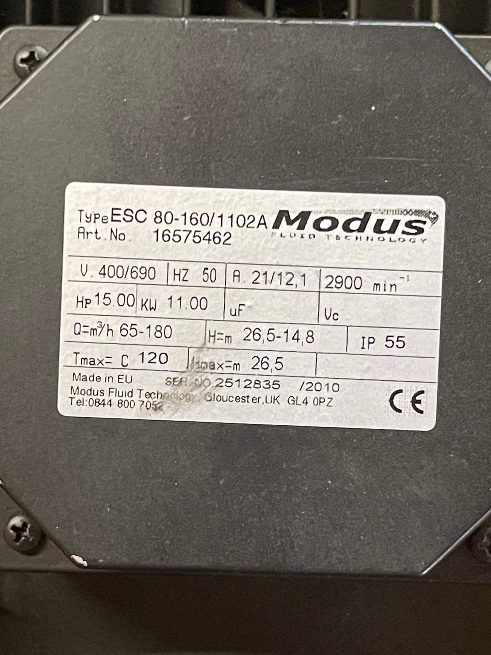 Modus ESC 80-160/1102A End Suction Circulator Pump 16575462 DN80 11kW #4697