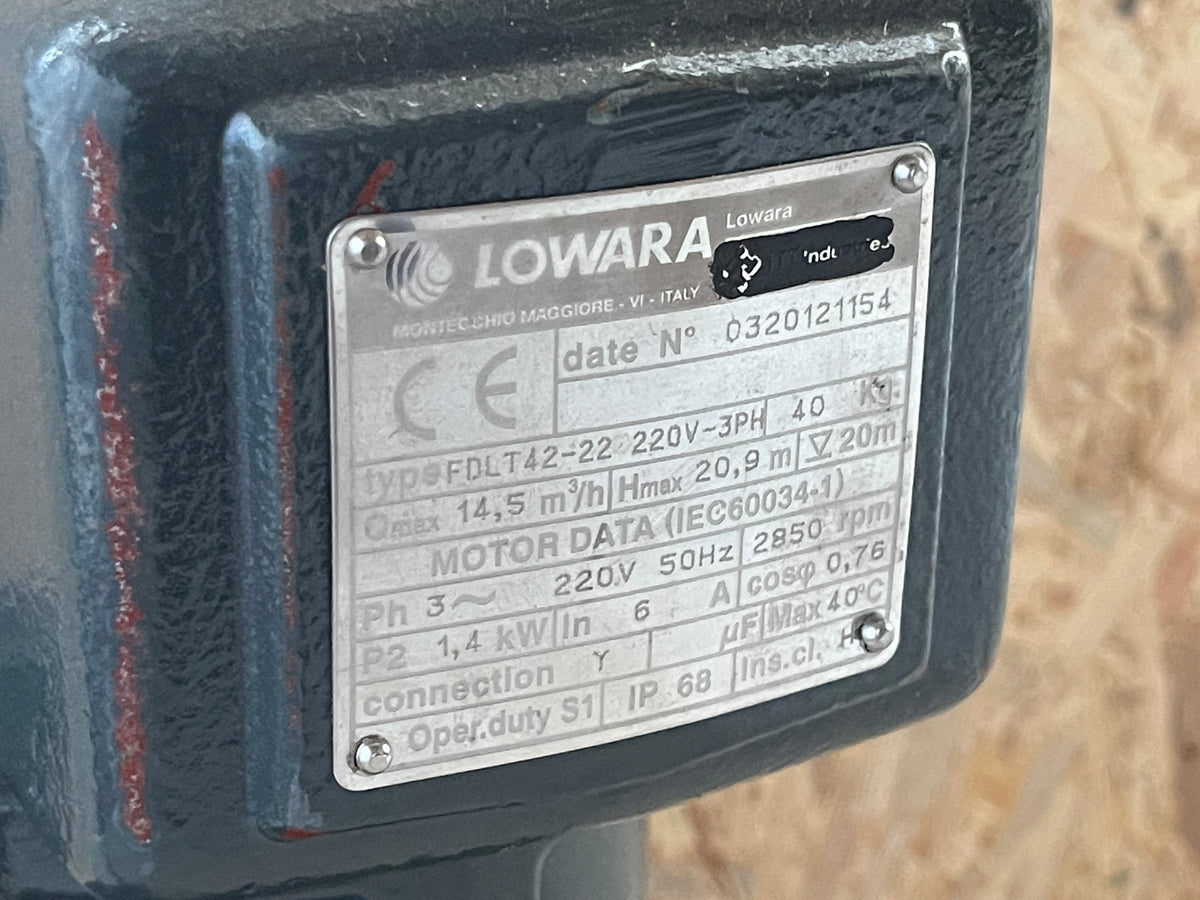 Lowara FDLT 42-22 220V-3PH Grinder Pump DN40 1.4kW #4688