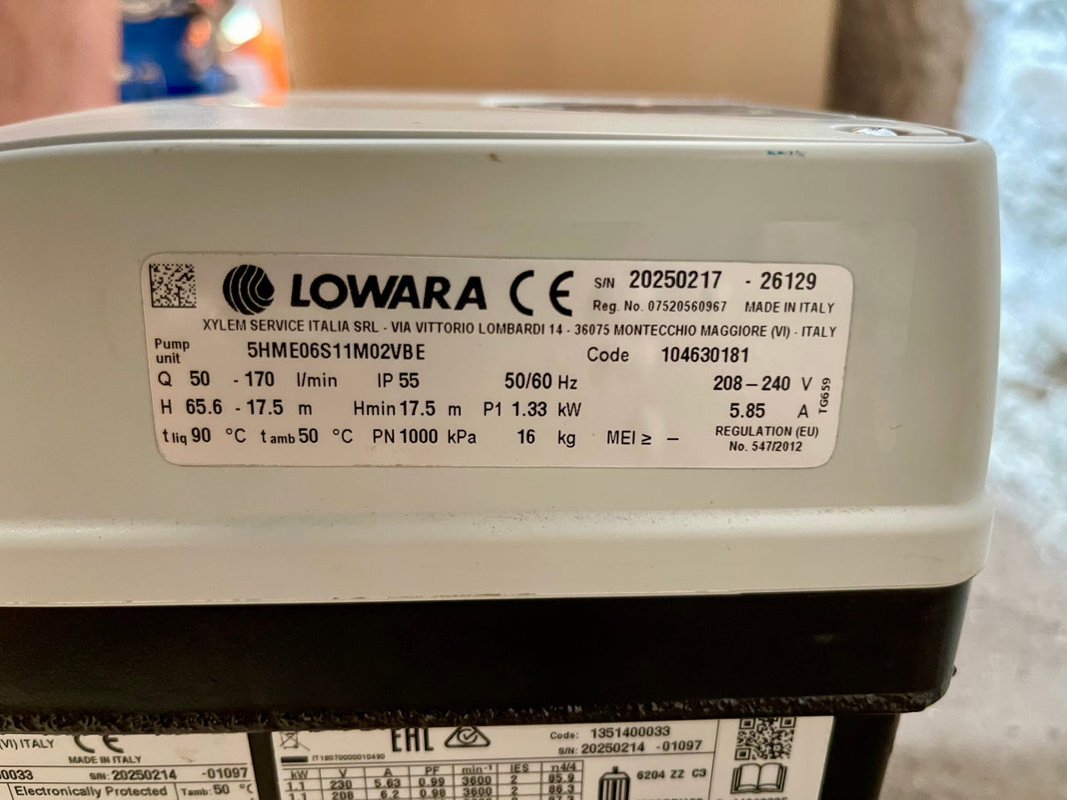 Lowara 5HME06S11M02VBE 240V Horizontal Multistage Pump 1.1kW 104630181 #4723