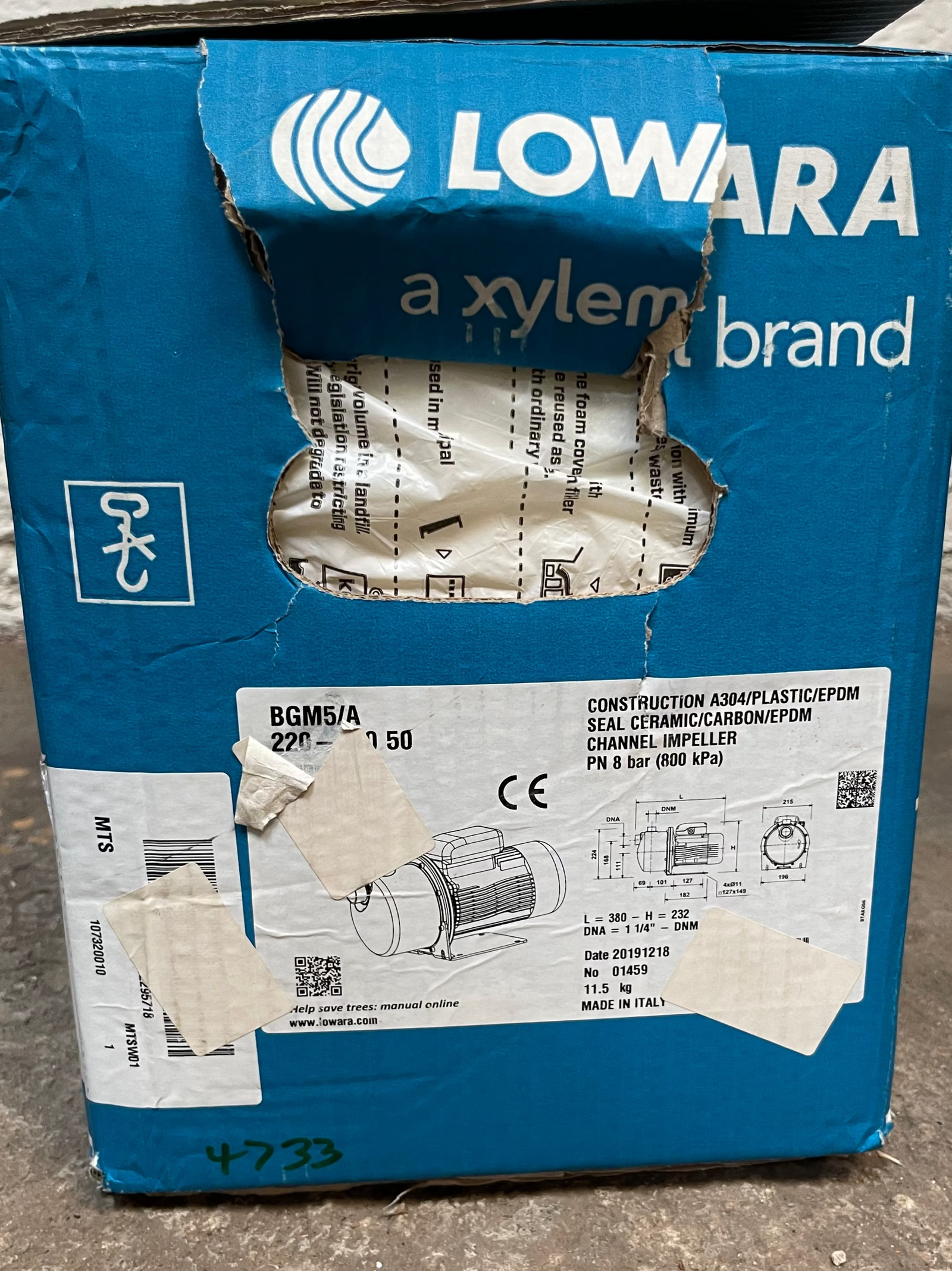 Lowara BGM5/A Self Priming Pump 107320010 0.55kW 240v #4733