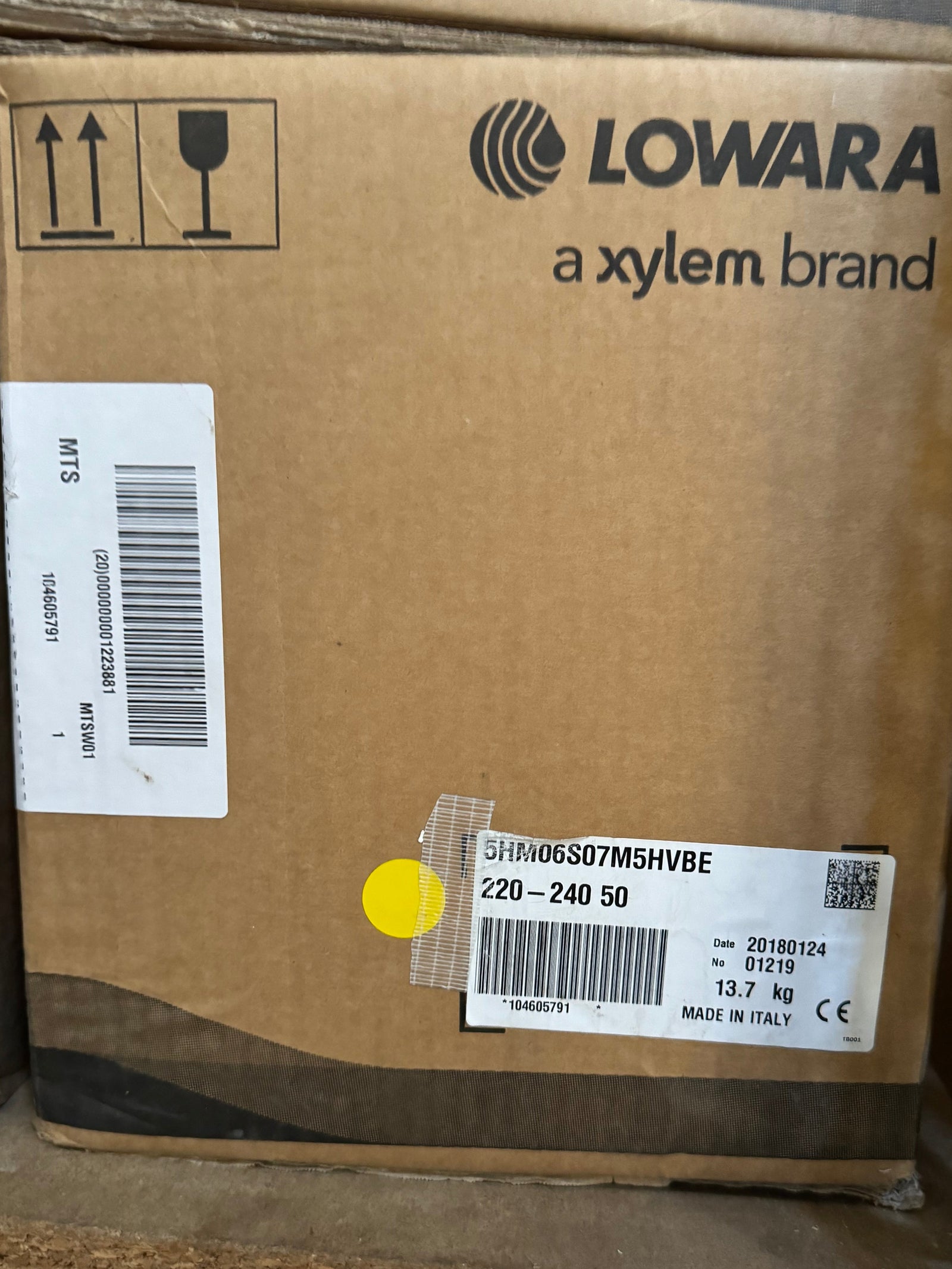 Lowara 5HM06 S07M5HVBE 1~ 240v Horizontal Multistage Pump 104605791 #NL79