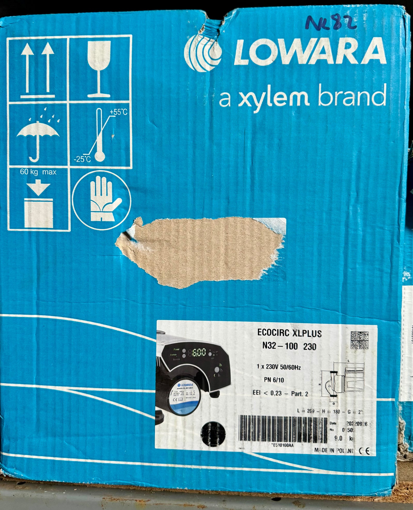 Lowara Ecocirc XLplus N 32-100 240v Stainless Circulator Pump E510100AA #NL82