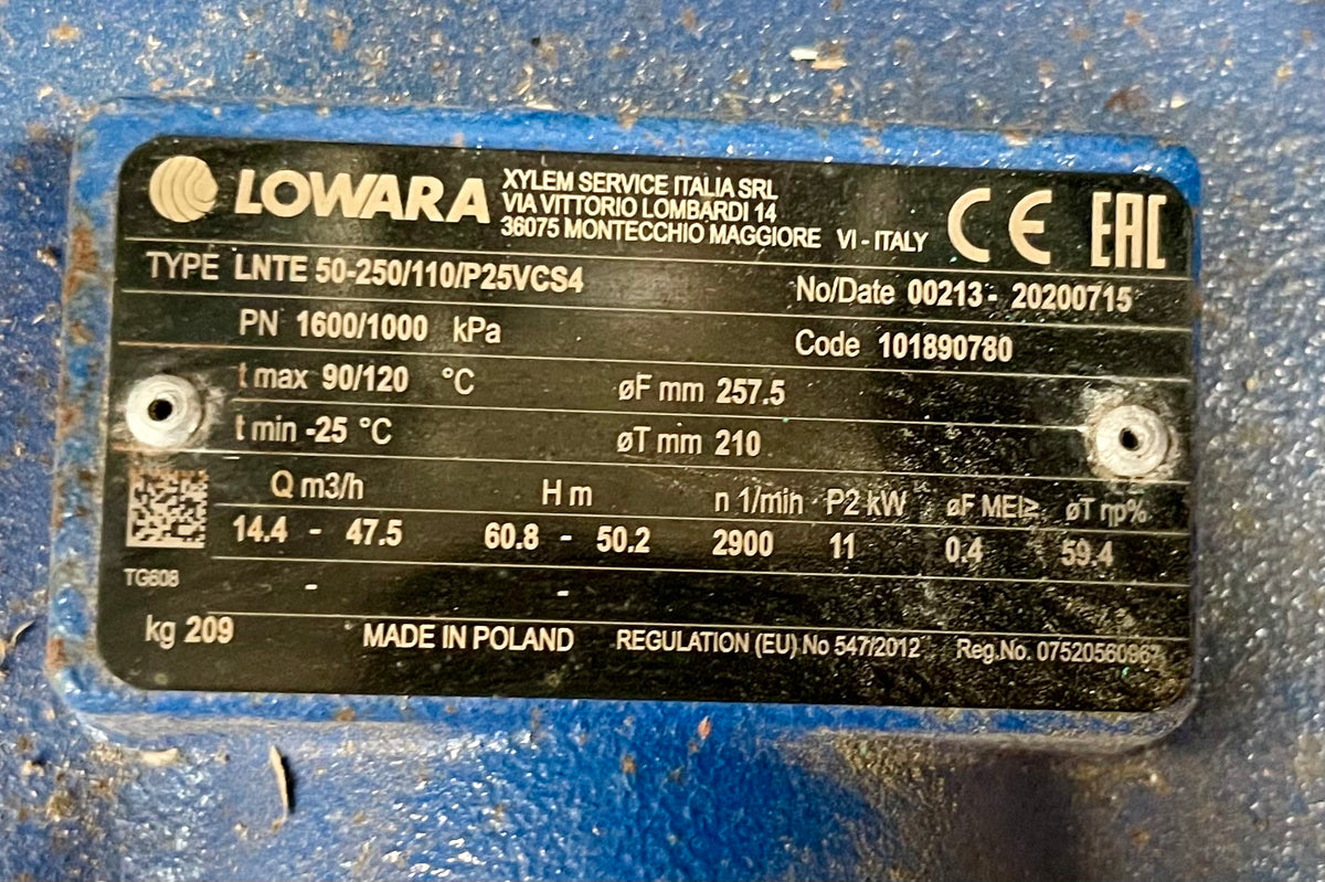 Lowara LNTE 50-250/110/P25VCS4 Circulator Pump 101890780 DN50 11kW #4682