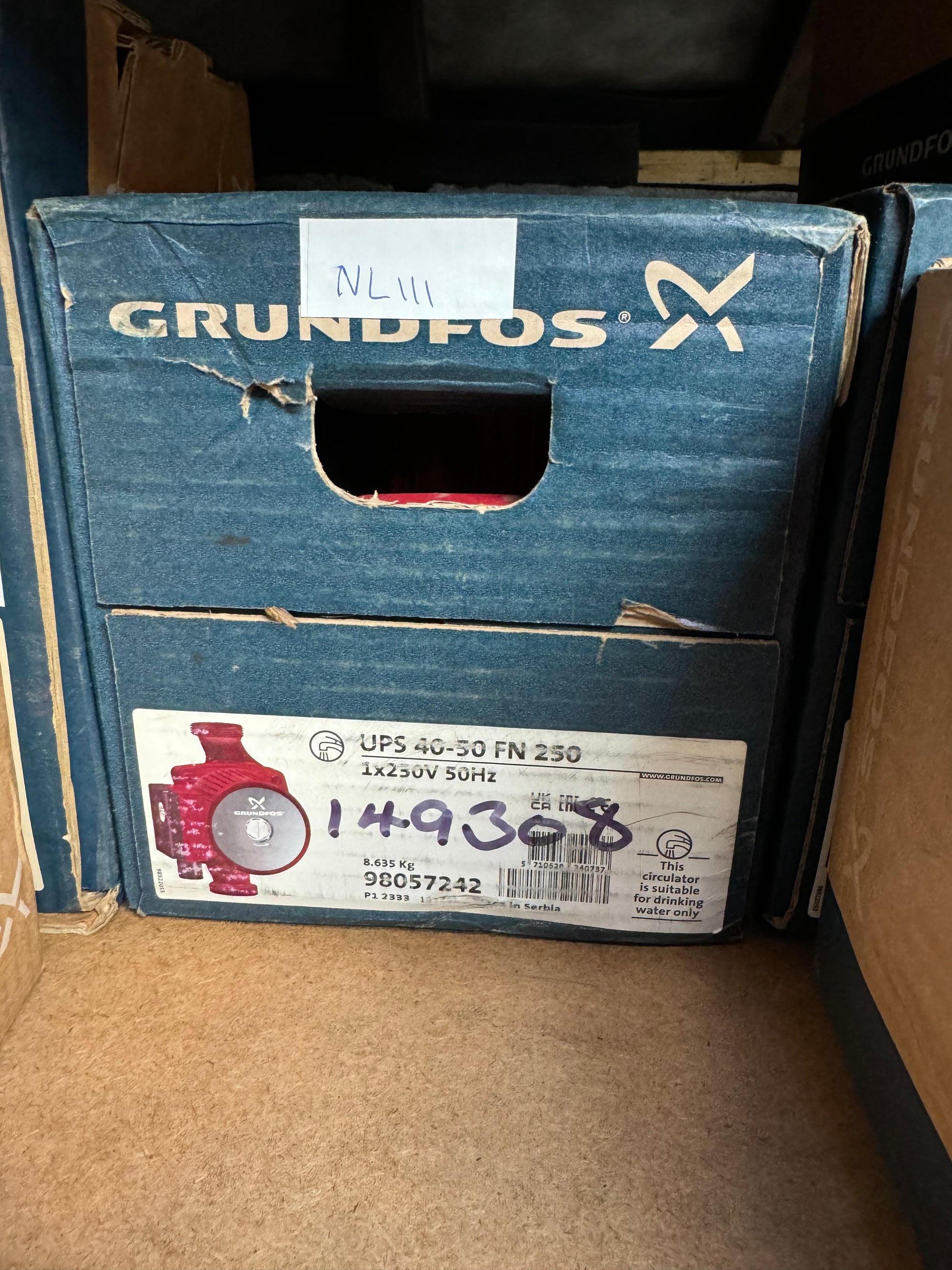 Grundfos UPS 40-50 FN 250 98057242 Stainless Steel Circulating Pump #NL111