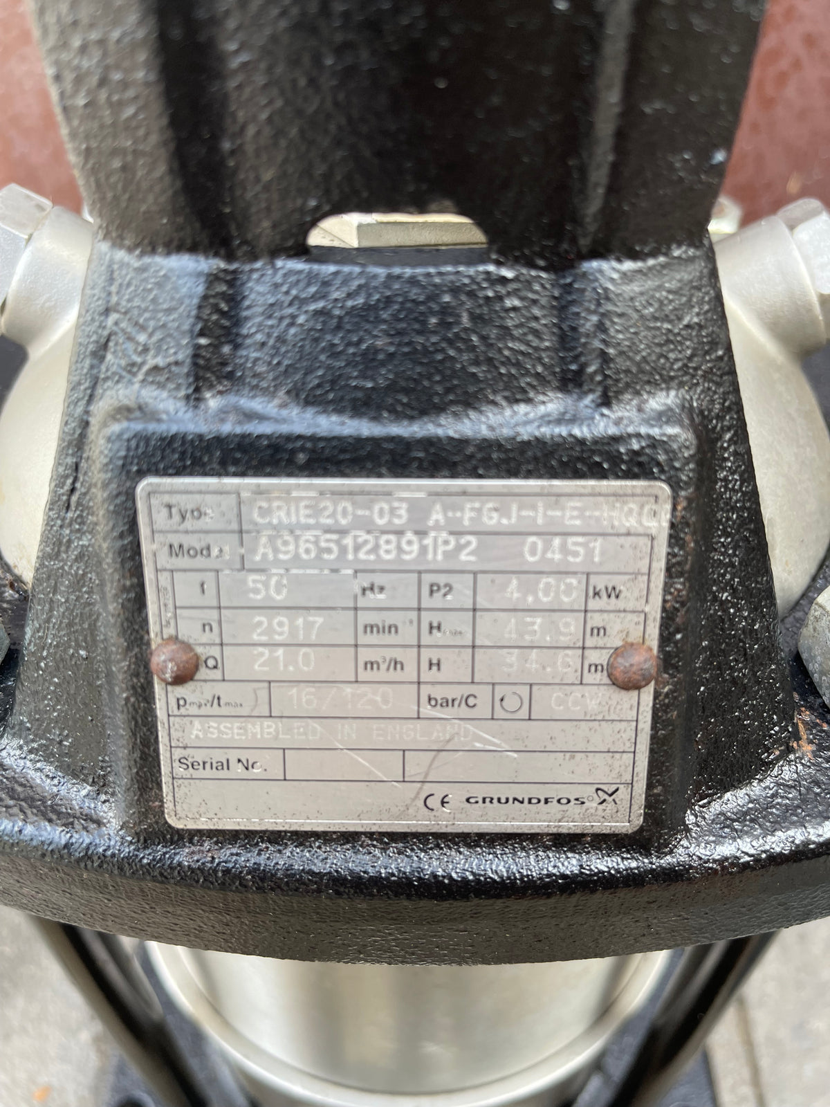 Grundfos CRI E 20-03 Vertical Multistage Pump 4kW Bareshaft 96512891 #3749