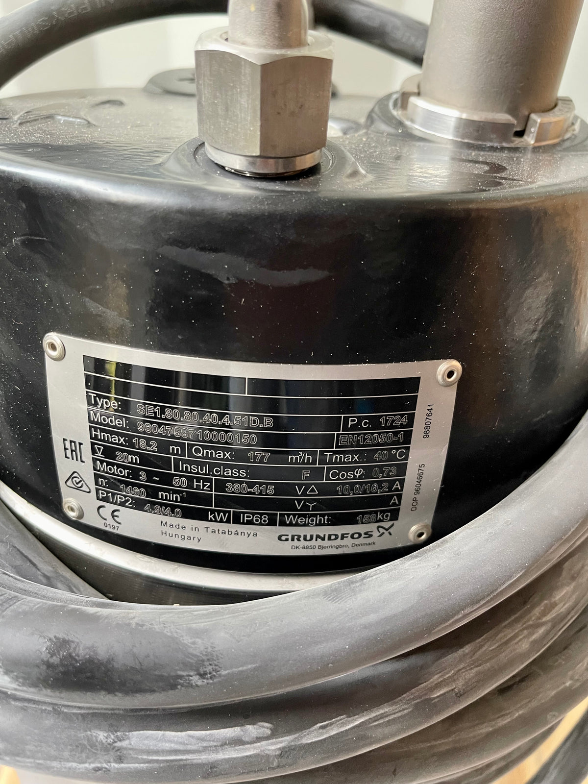 Grundfos SE1.80.80.40.4.51D.B 96047597 4kW 415v Submersible Waste Pump Dn80 #3820