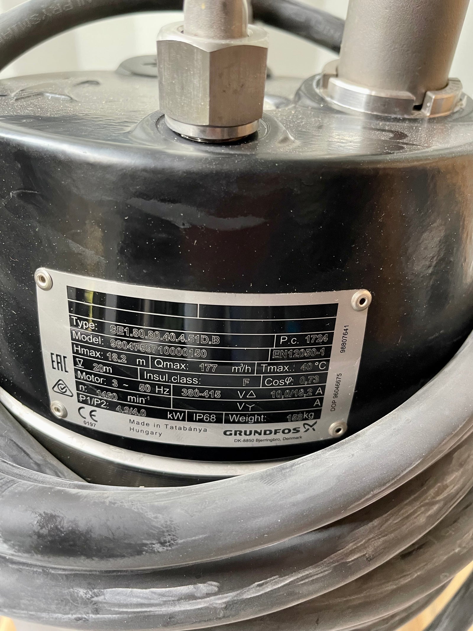 Grundfos SE1.80.80.40.4.51D.B 96047597 4kW 415v Submersible Waste Pump Dn80 #3820