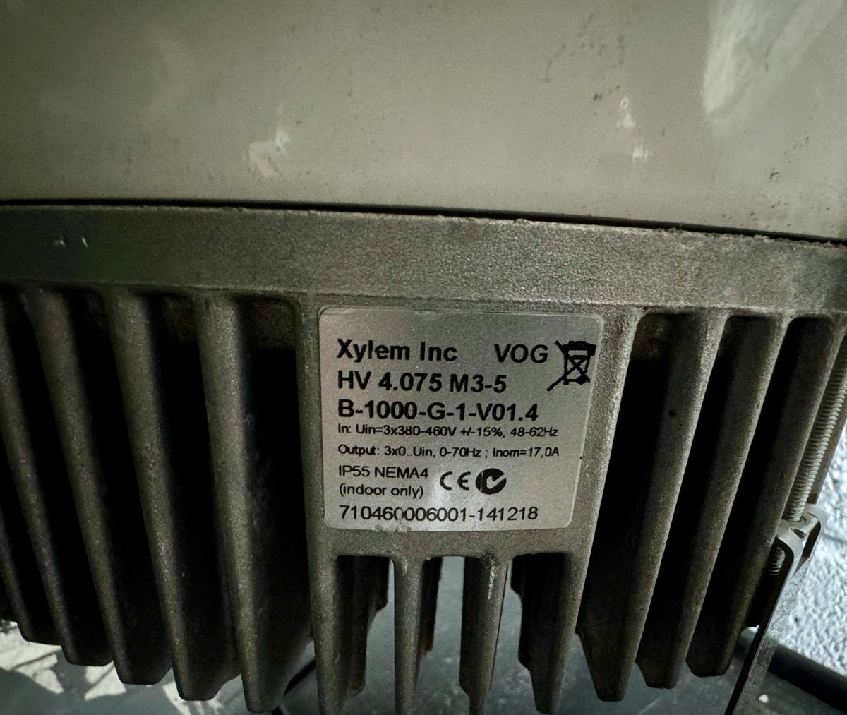 Xylem Hydrovar Inverter Control Unit HV 4.075 M3-5 B-1000-G-1-V0.14 Master 7.5kW 415v #1844 USED