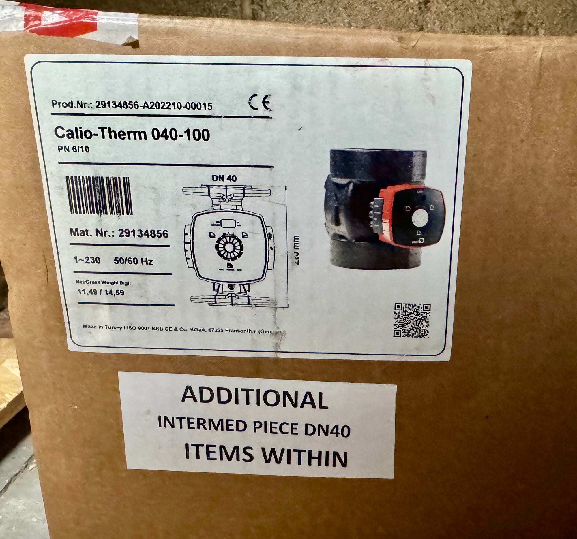 KSB Calio Therm Pro 40-100 230v Circulator Pump Stainless 29134856 220mm #4556
