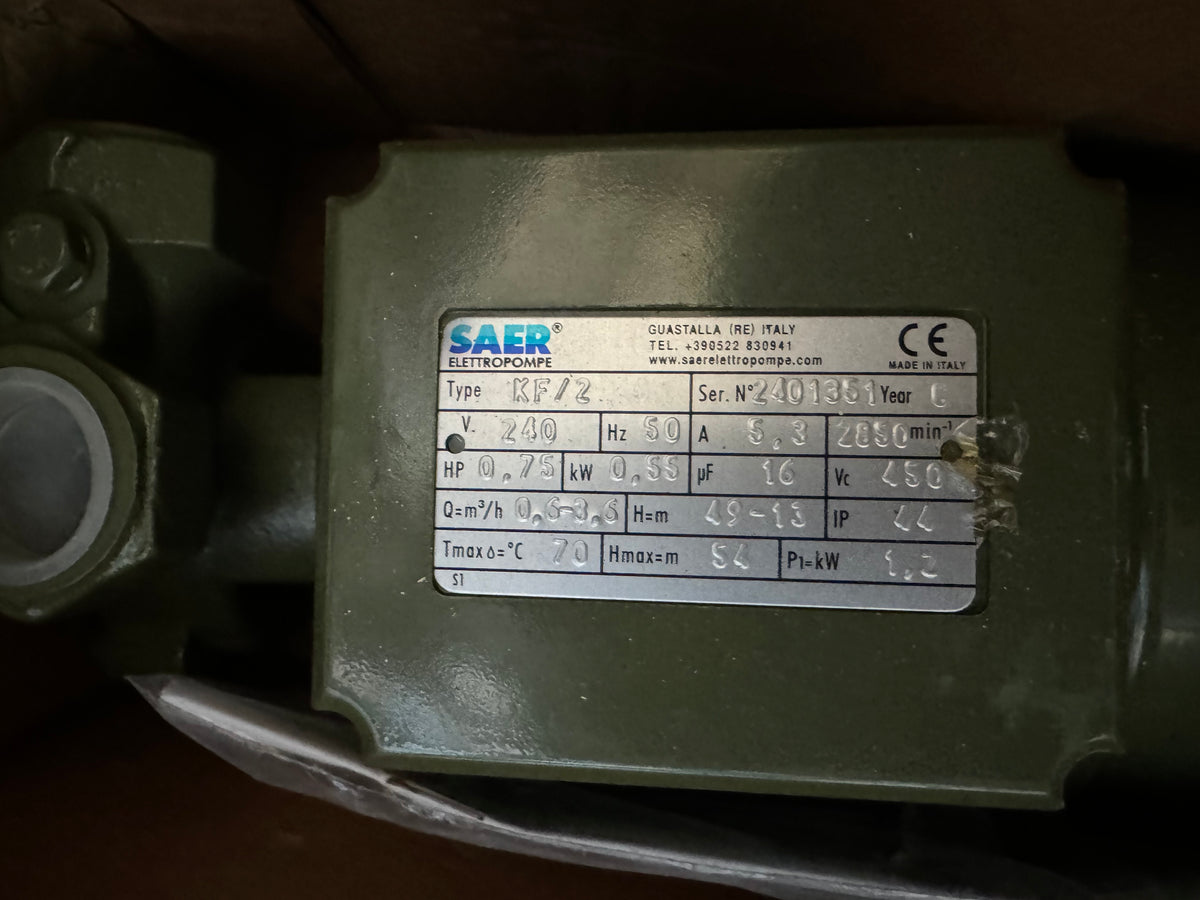 SAER KF2 Peripheral Pump 240v 0.75kW #4560