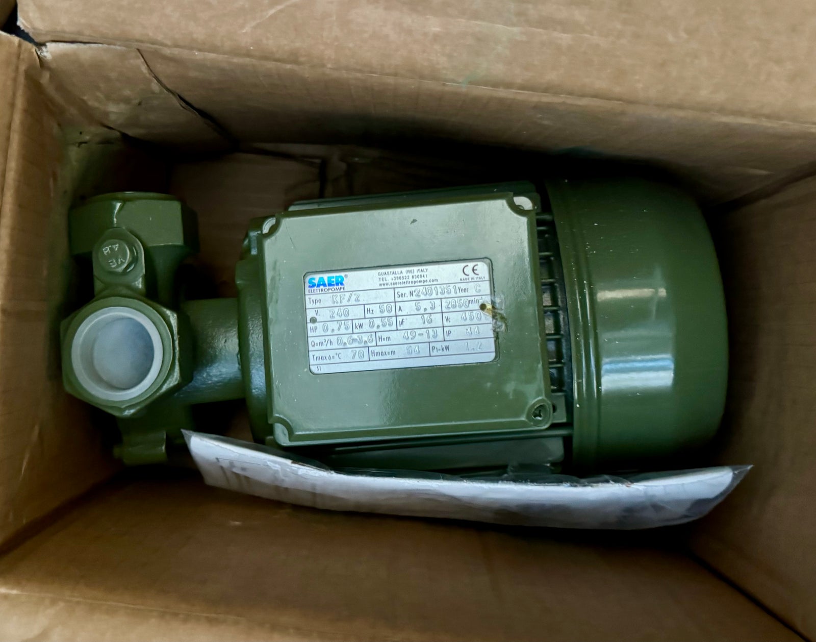 SAER KF2 Peripheral Pump 240v 0.75kW #4560