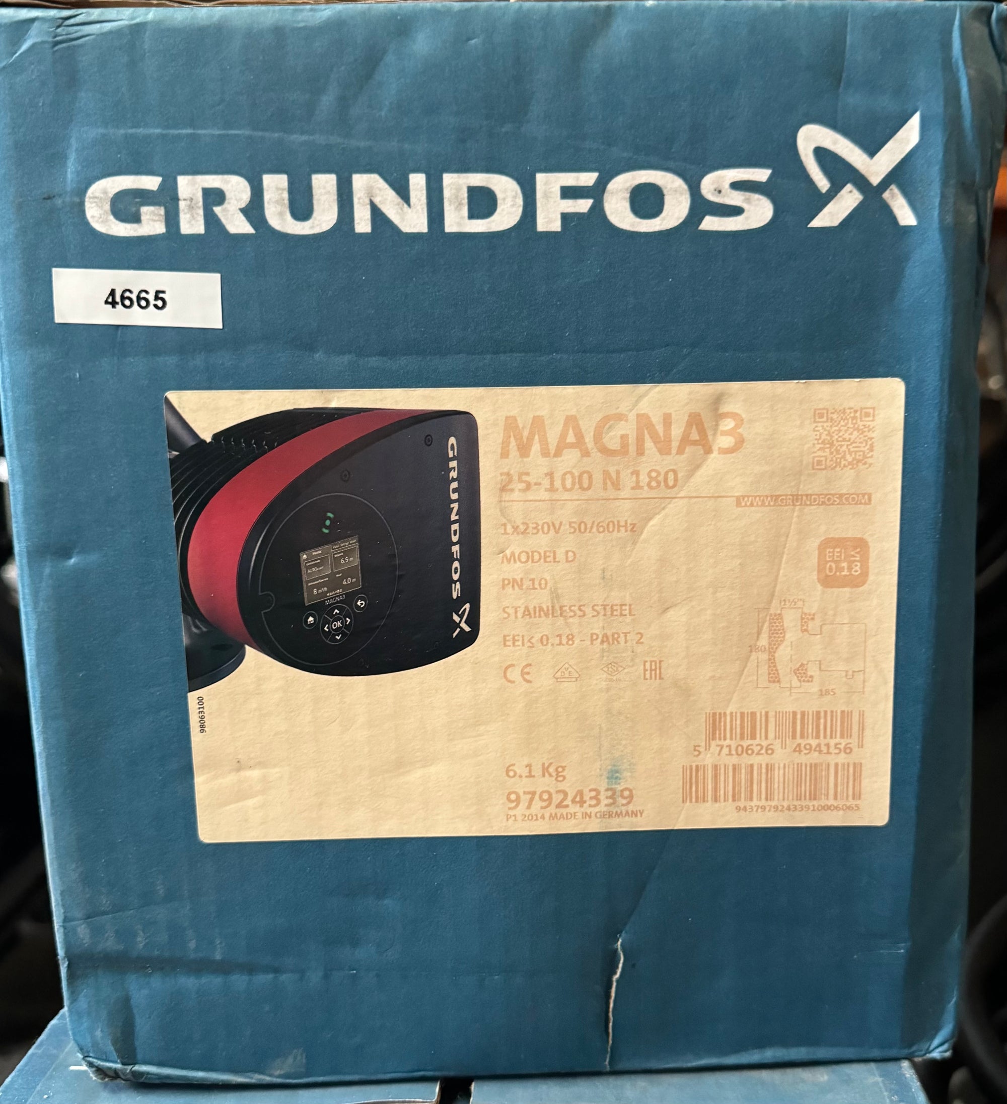 Grundfos Magna3 25-100 N 97924339 Stainless Circulator Pump #4665