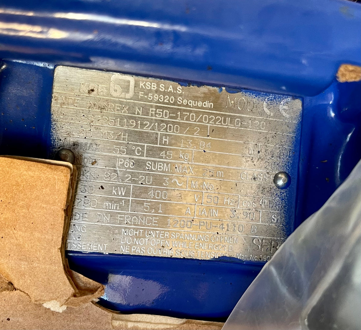 KSB Amarex Twin Pump System N F 50-170/022 ULG 120 Submersible Waste Sludge 2.3kw DN50 415V #3843