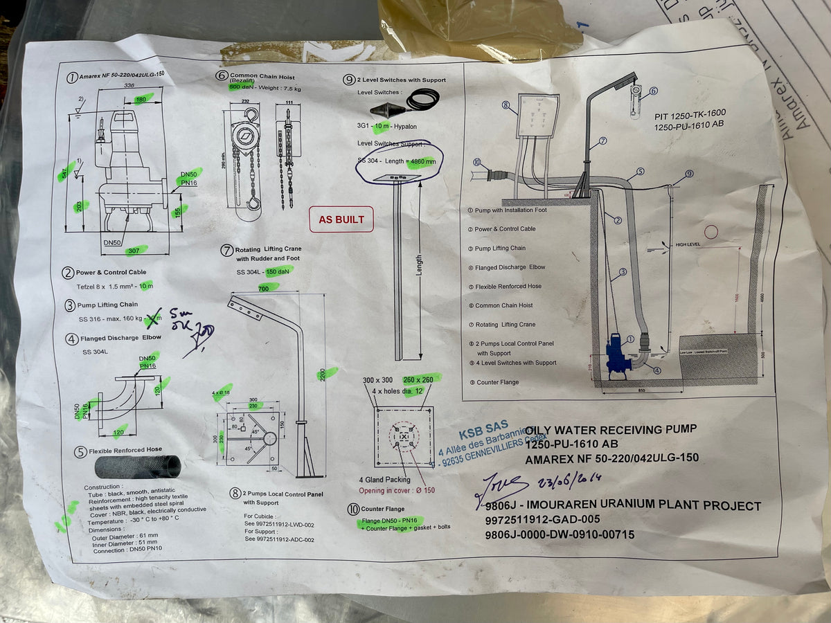 KSB Amarex Twin Pump System N F 50-220/042 ULG 140 Submersible Waste Sludge 4.2kw DN50 415V #3842