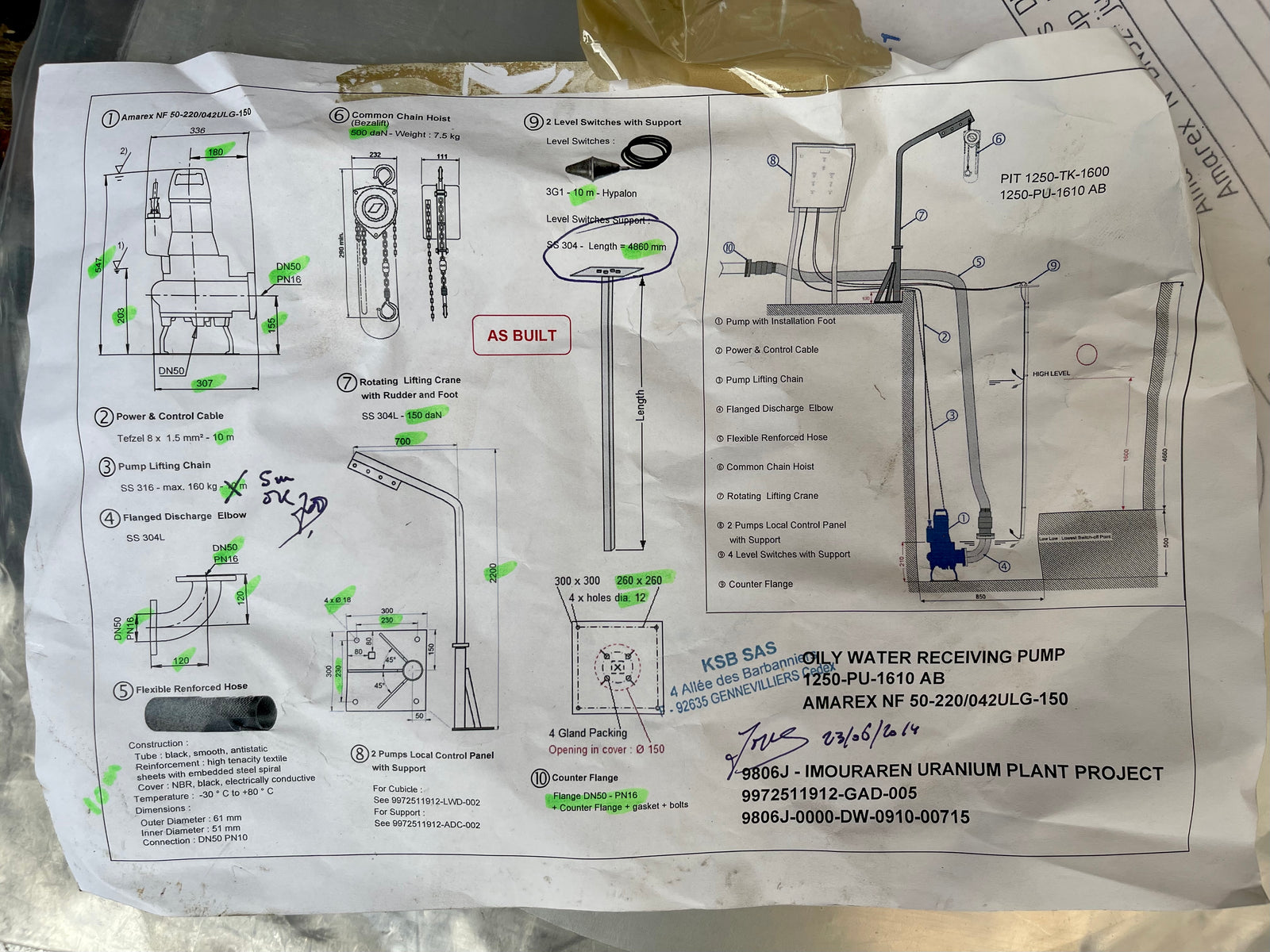 KSB Amarex Twin Pump System N F 50-220/042 ULG 140 Submersible Waste Sludge 4.2kw DN50 415V #3842