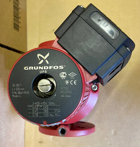 GRUNDFOS UPS 32-120 F 220 MODEL C 415V 96401839 PUMP Heating Circulator #3877 USED