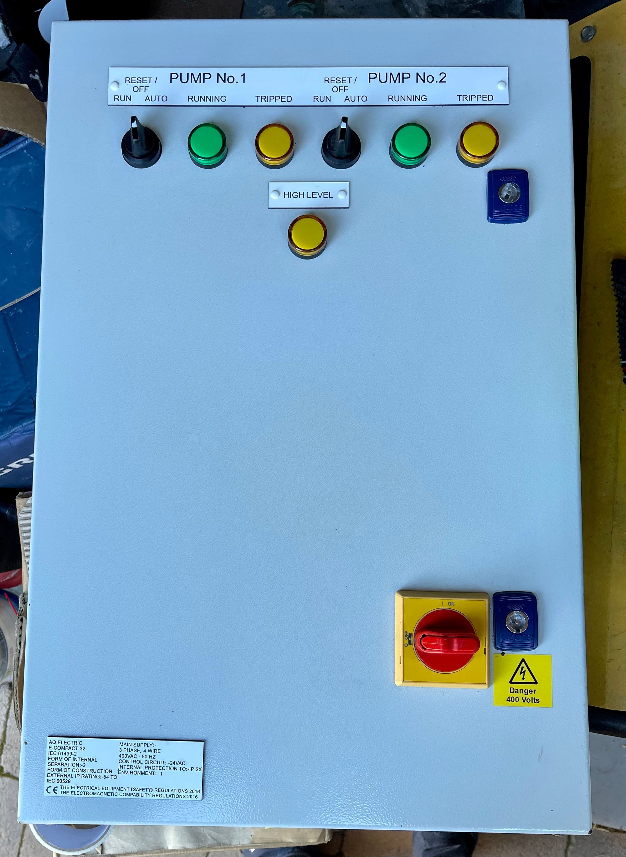 Flygt Dual Control Panel 3 phase 2 pump 2.5 to 4.0 A DOL E-Compact 32 #3992