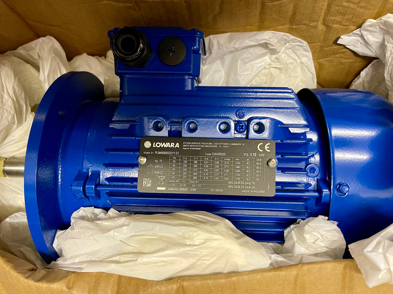 Lowara AC Motor 1.1kW PLM490B5S2/311 53A05RS00 e SHE #4024