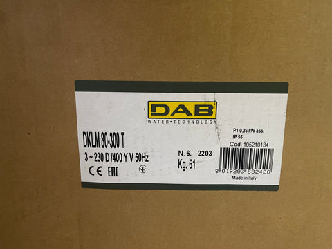 DAB DKLM 80-300T 400V Circulator Pump 105210134 DN80 0.36Kw #4033