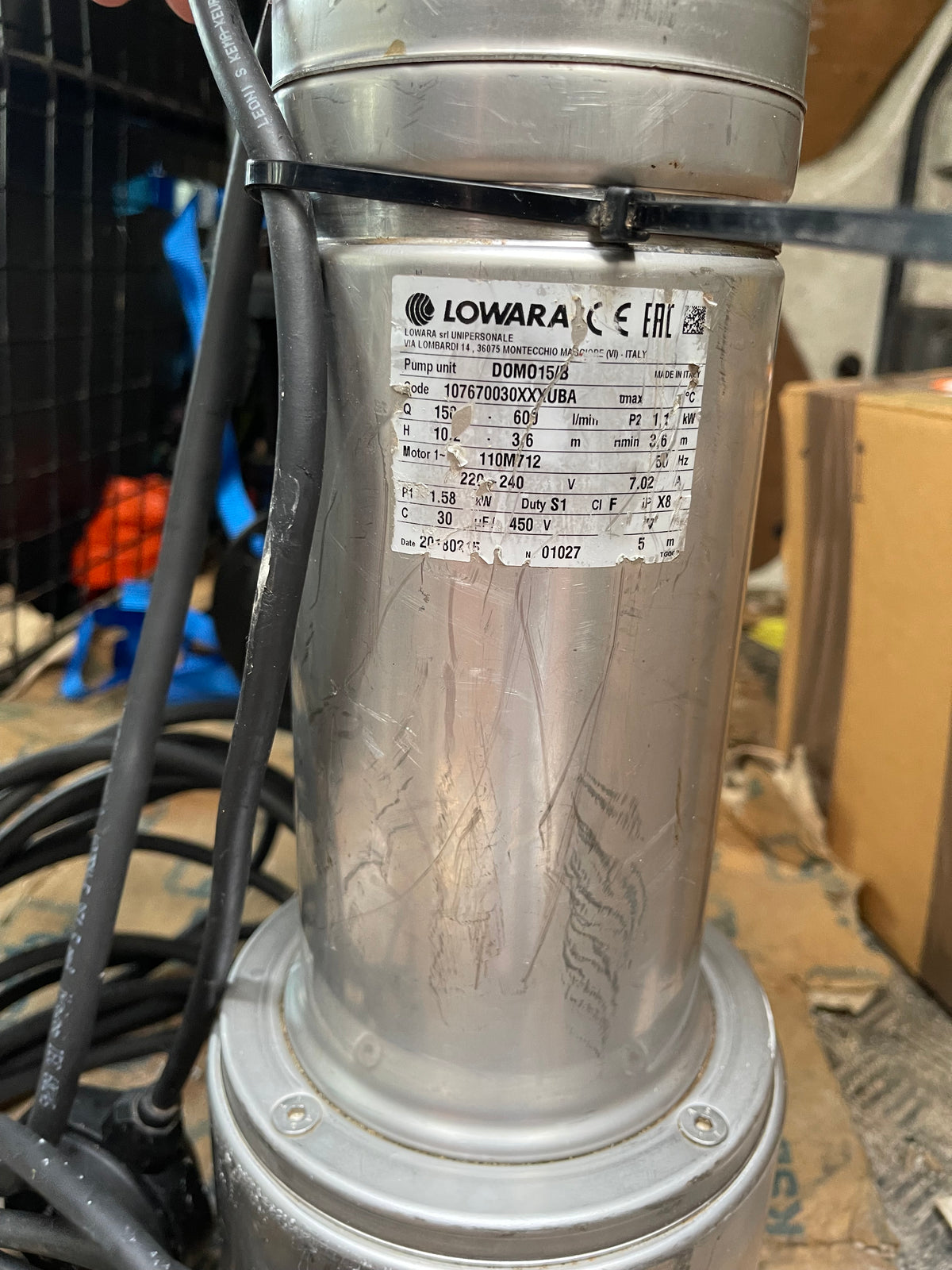 Lowara DOMO 15/B 240V Submersible Drainage Pump w/Float switch #4025 Used 107670030XXXUBA