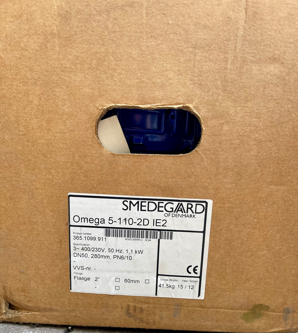Smedegaard Omega 5-110-2D IE2 1.1KW SINGLE STAGE IN LINE 415v Dn50 #4038