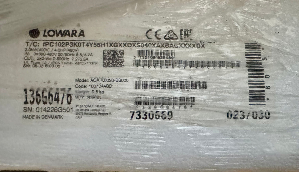 Lowara Aquavar Drive 3kW 415v AQA 4.0030-BB000 10073A4BD #4547