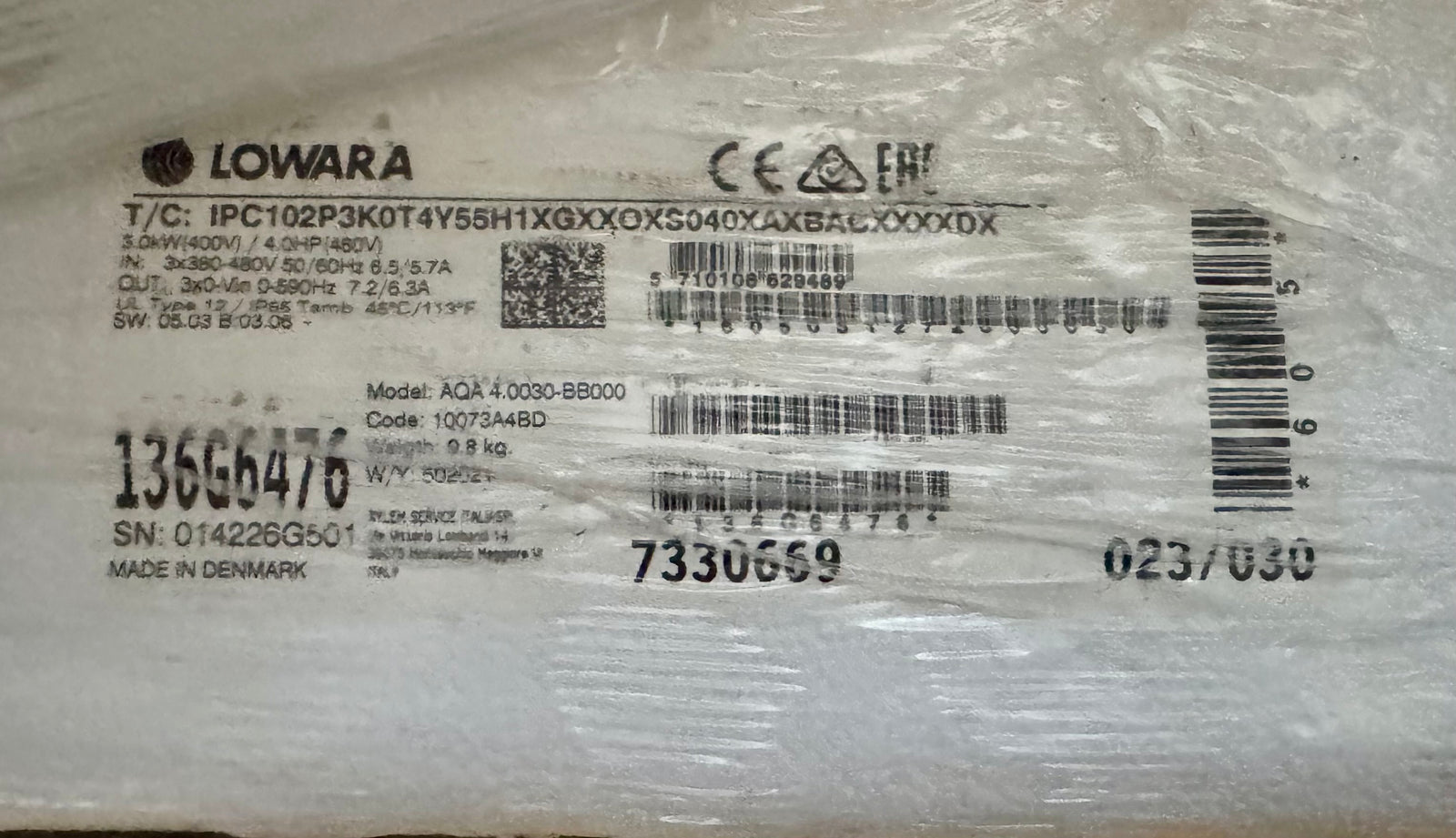 Lowara Aquavar Drive 3kW 415v AQA 4.0030-BB000 10073A4BD #4547