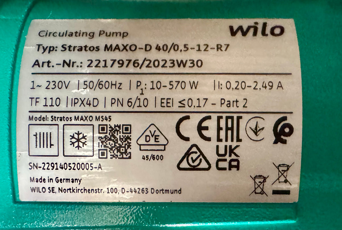 Wilo Stratos MAXO-D 40/0,5-12 R7 DN40 250mm 2217976 Circulator Pump #4544