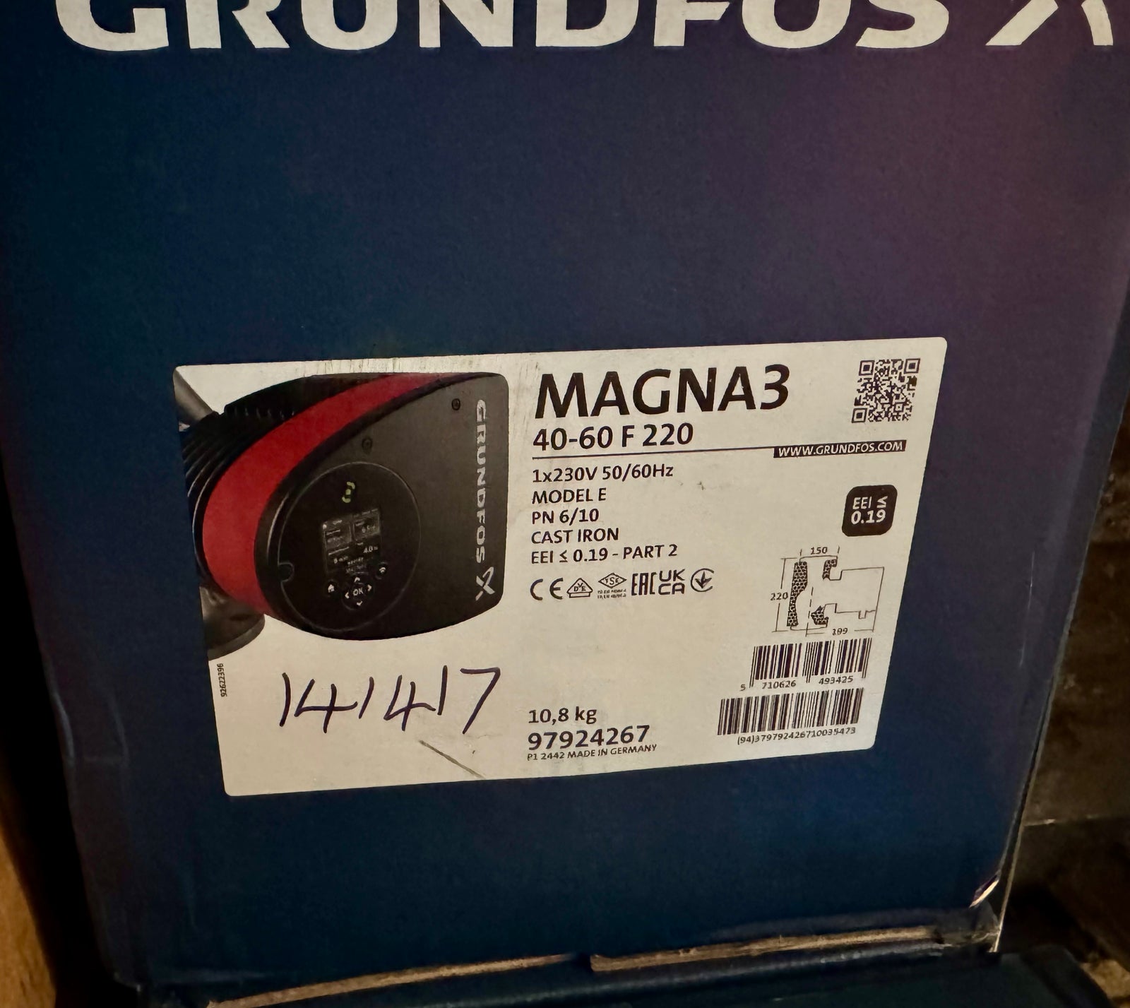 Grundfos Magna3 40-60 F (220) 97924267 Variable Speed Hot Water Circulator Pump #4693