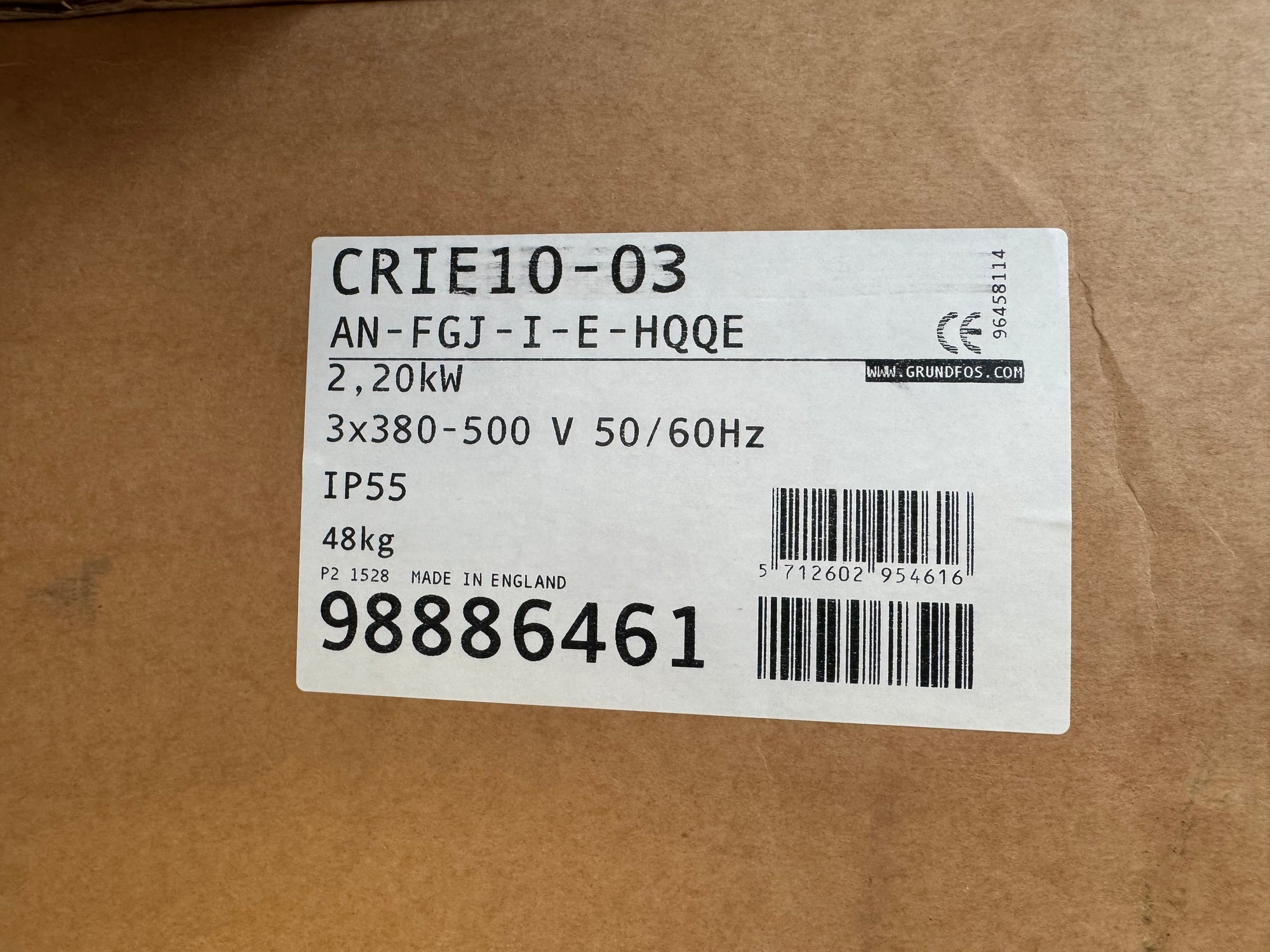 Grundfos CRIE 10-3 AN FGJ I E HQQE 2.2kw 415v Vertical Multistage Pump 98886461 #4766