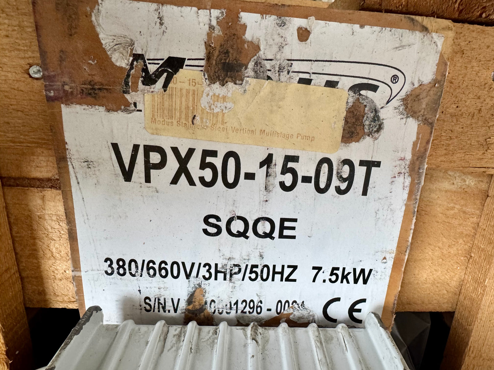 Modus VPX 50-15-09T SQQE Vertical Multistage Pump DN50 7.5kW 415v #4758