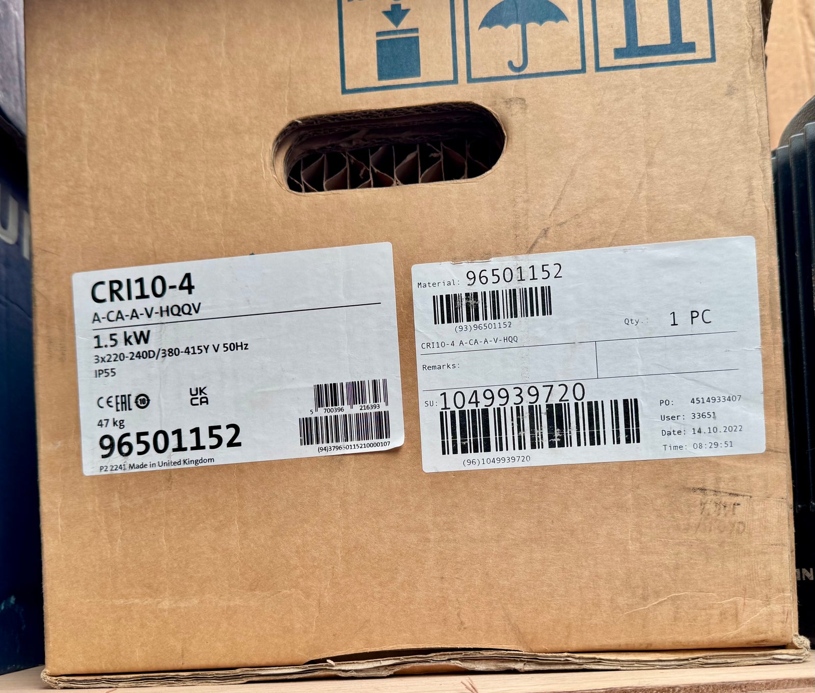 Grundfos CRI 10-4  A-CA-A-V-HQQV Vertical Multistage Pump 415v 96501152 #4773 (Replaces CR 8-40)