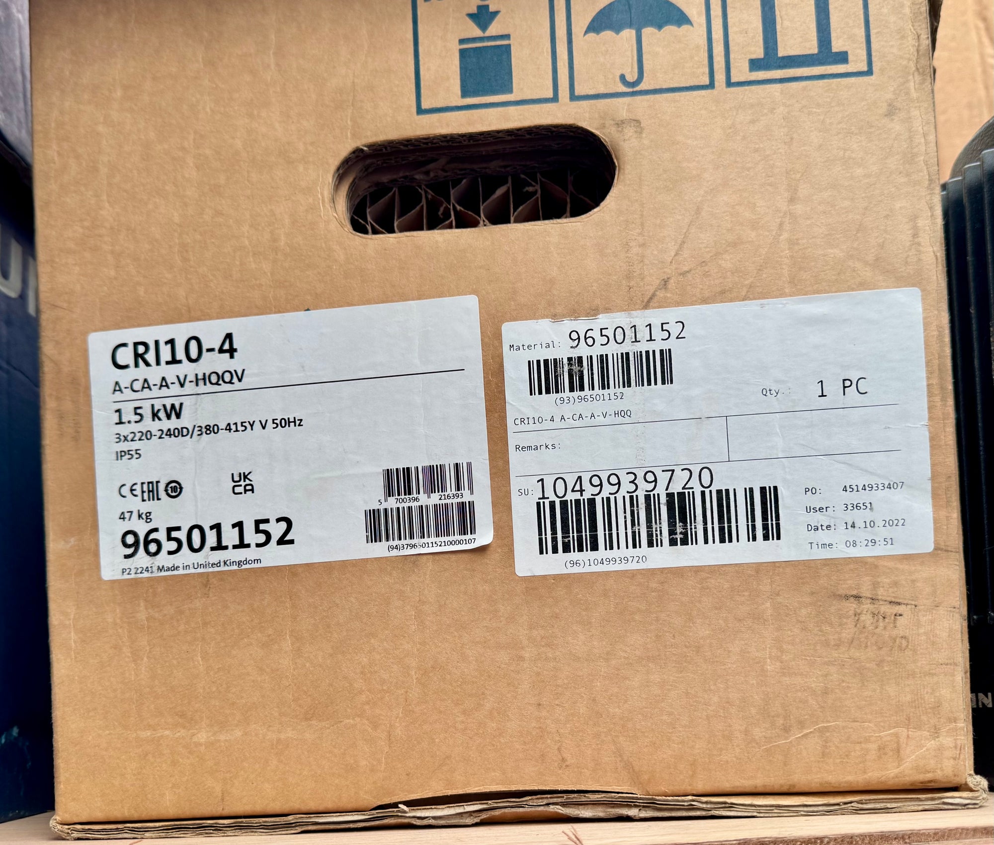 Grundfos CRI 10-4  A-CA-A-V-HQQV Vertical Multistage Pump 415v 96501152 #4773 (Replaces CR 8-40)