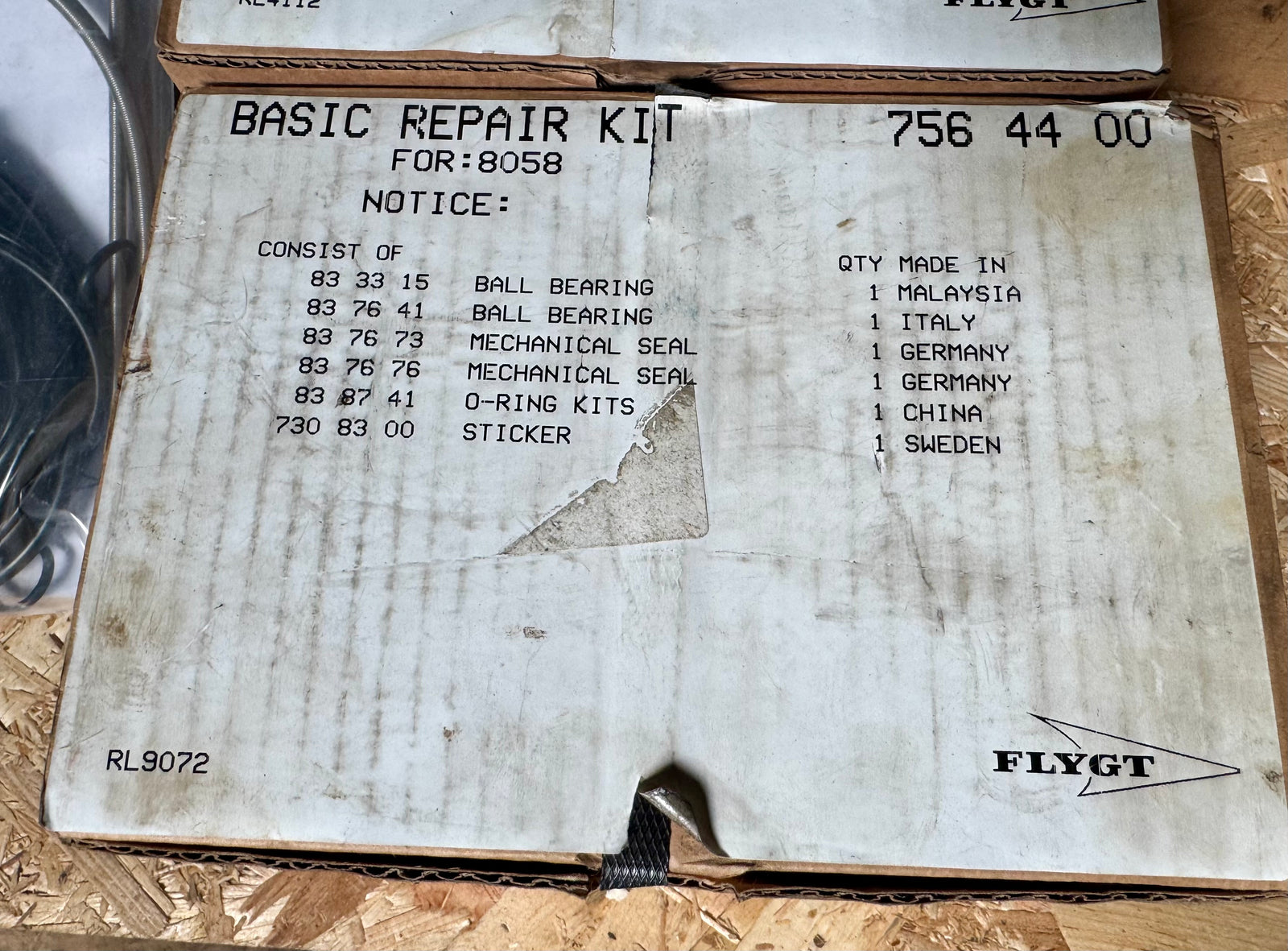 Flygt 8058 Basic Repair Kit 756 44 00 Shaft Seal Bearing #4769