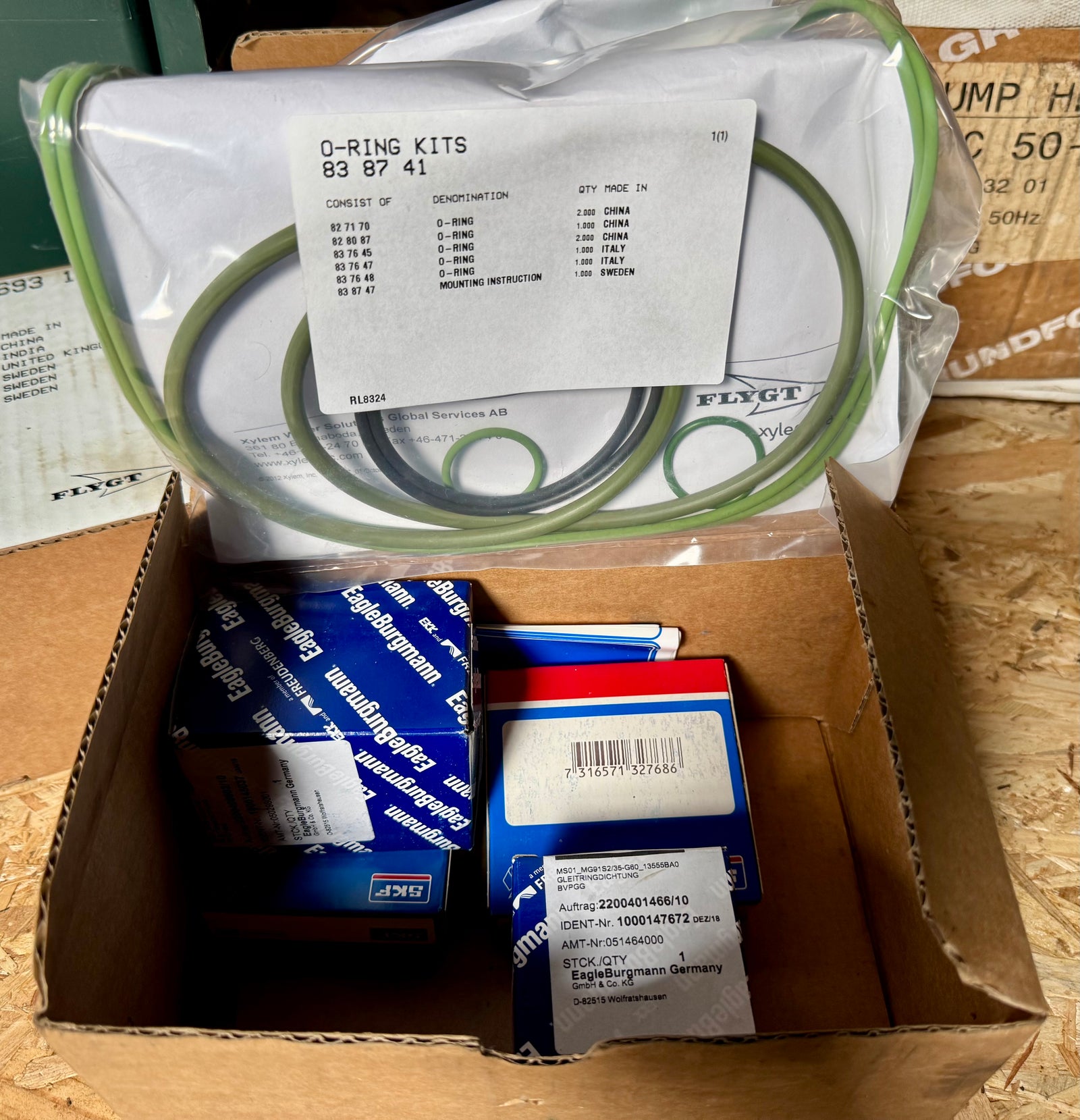 Flygt 8058 Basic Repair Kit 756 44 00 Shaft Seal Bearing #4769