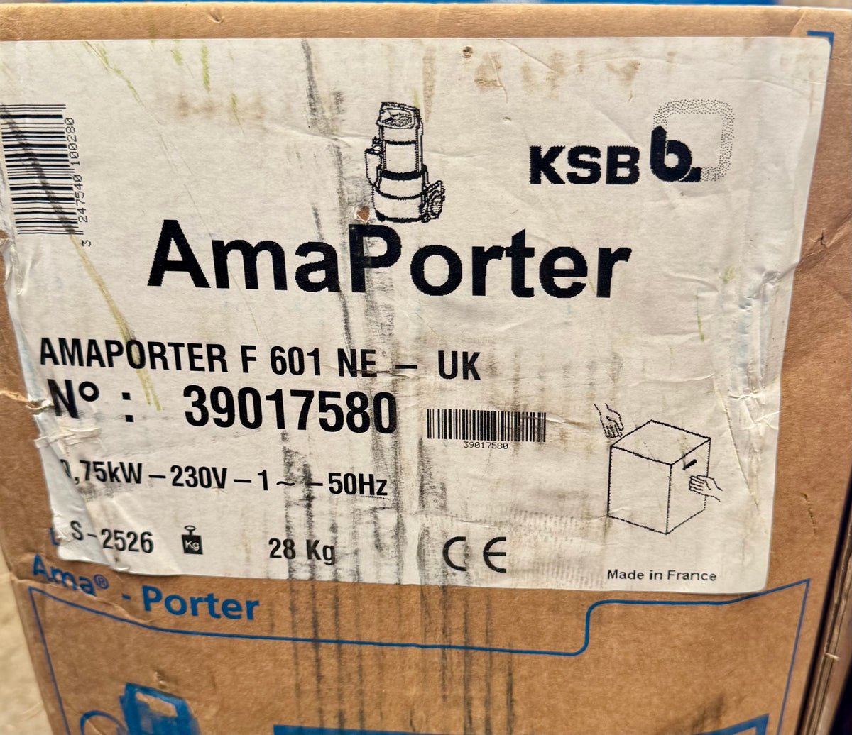 KSB AMA Porter 601 NE-1 240v Submersible Pump Without Floatswitch 0.75kw 39017580 #4764